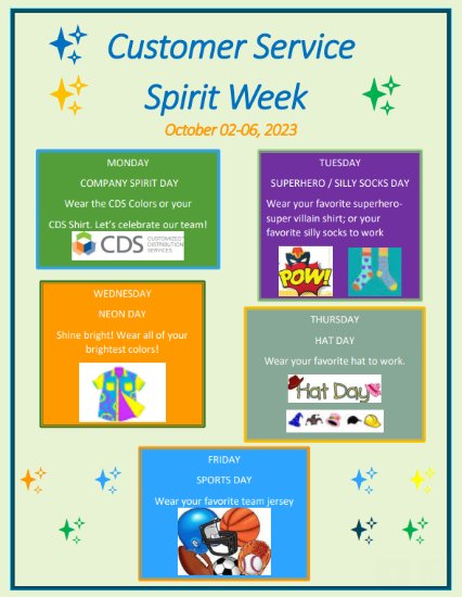 Customized - Customer Service Spirit Week was held October 2-6, 2023 ...