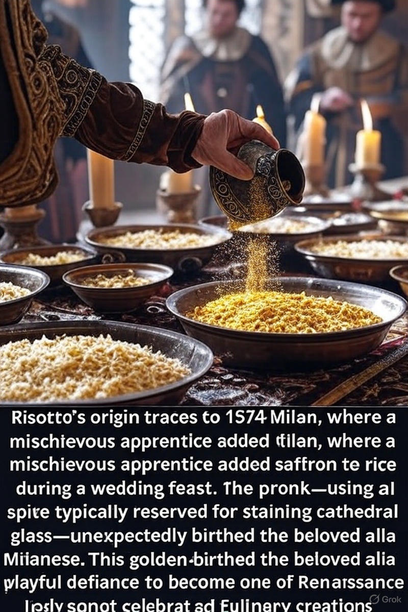 Rare History World | Risotto's origin traces to 1574 Milan, where a ...