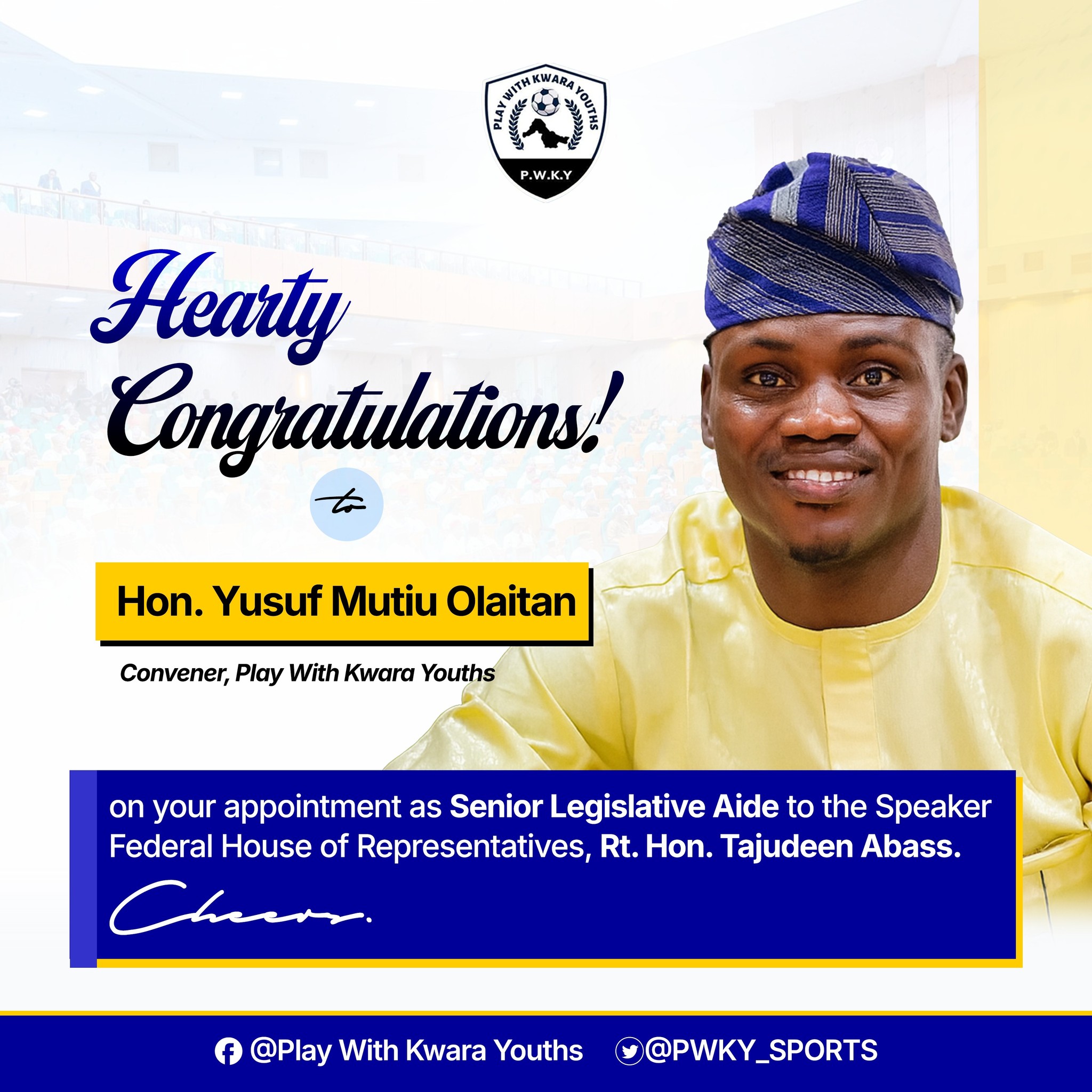Hearty Congratulations to Hon.... - Play With Kwara Youths | Facebook