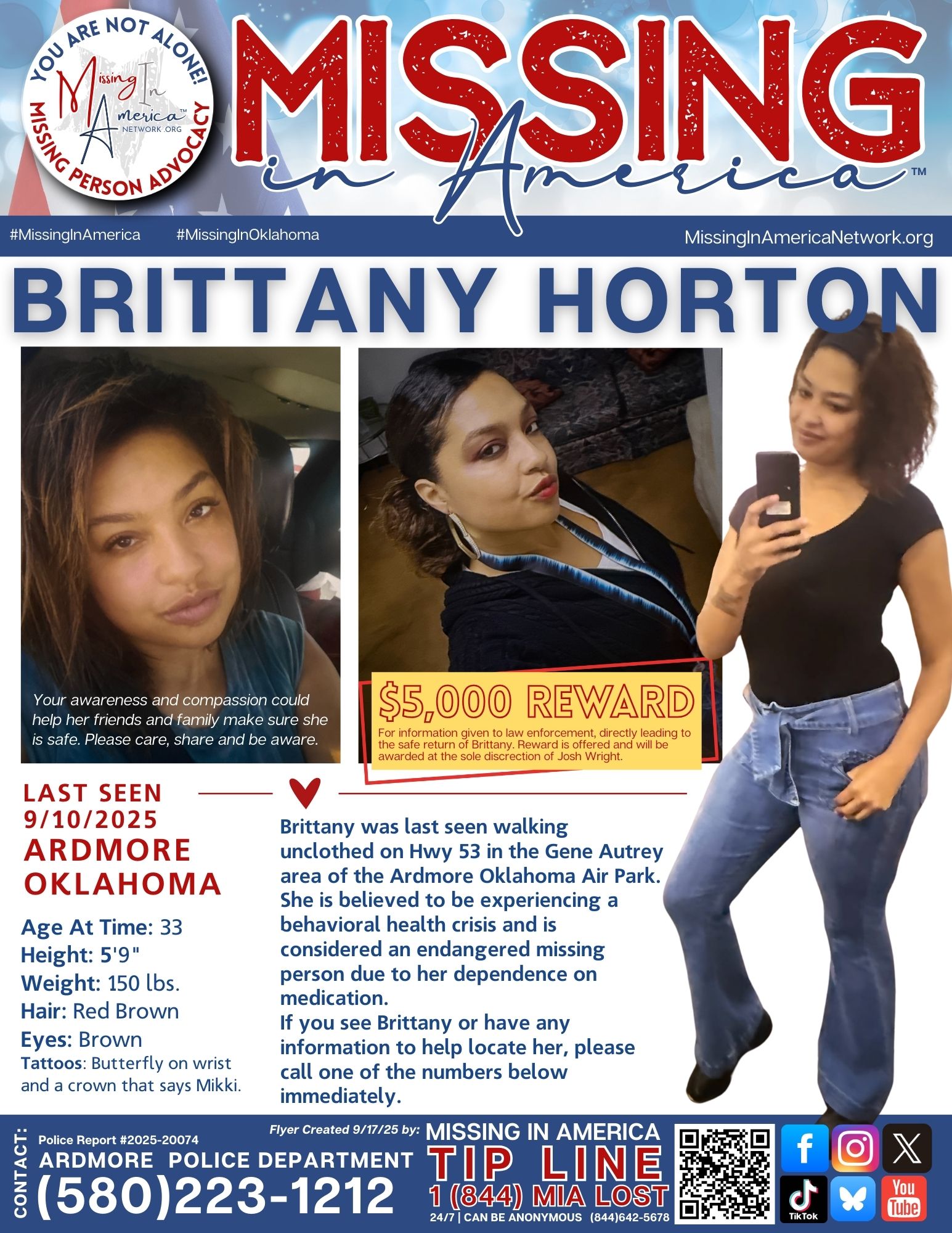 Missing - 🚨 Missing In Oklahoma 🦬 – PLEASE SHARE 🚨 Brittany Horton, 33 ...