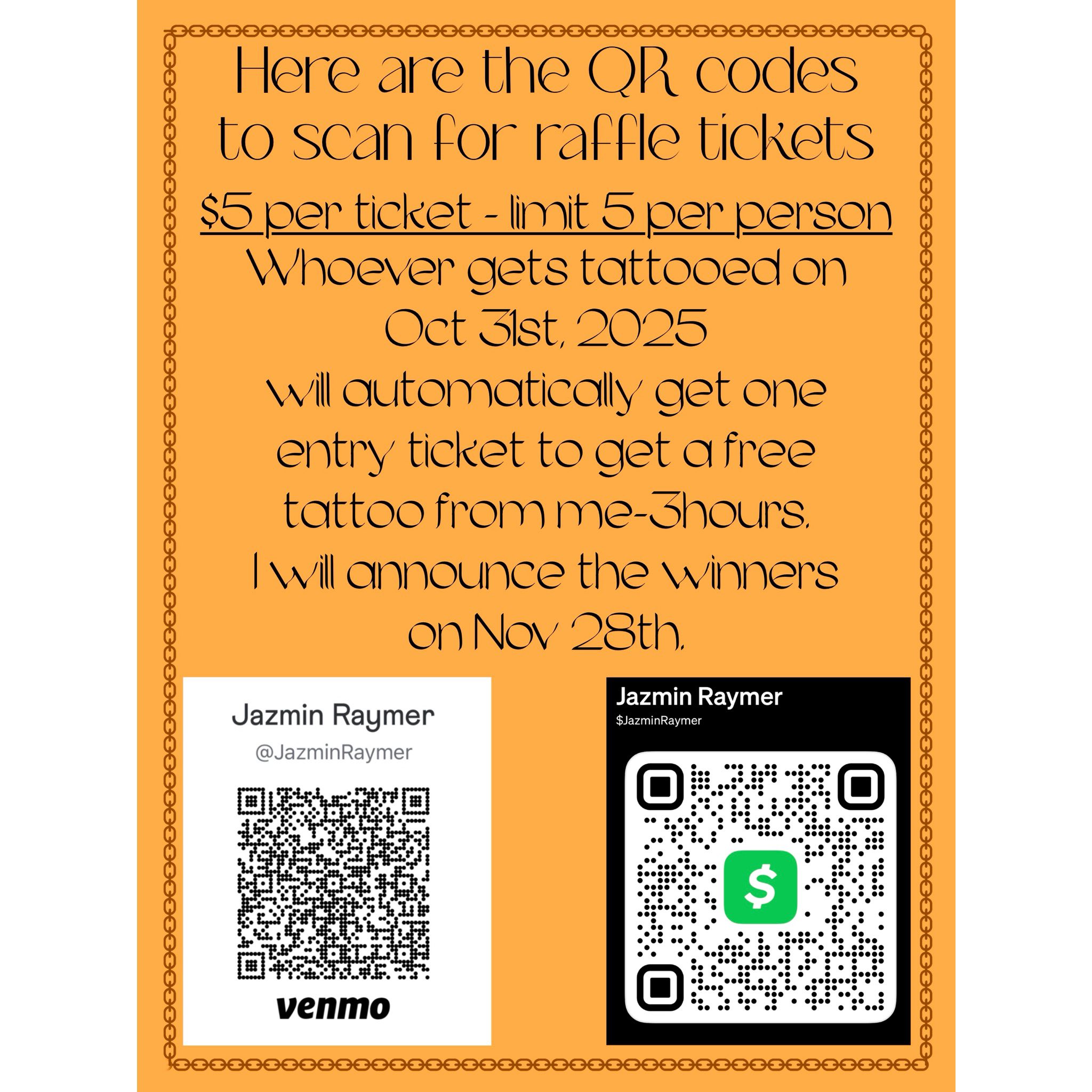 Ivy Ink Tattoos - Here are the QR codes for the raffle. If... | Facebook