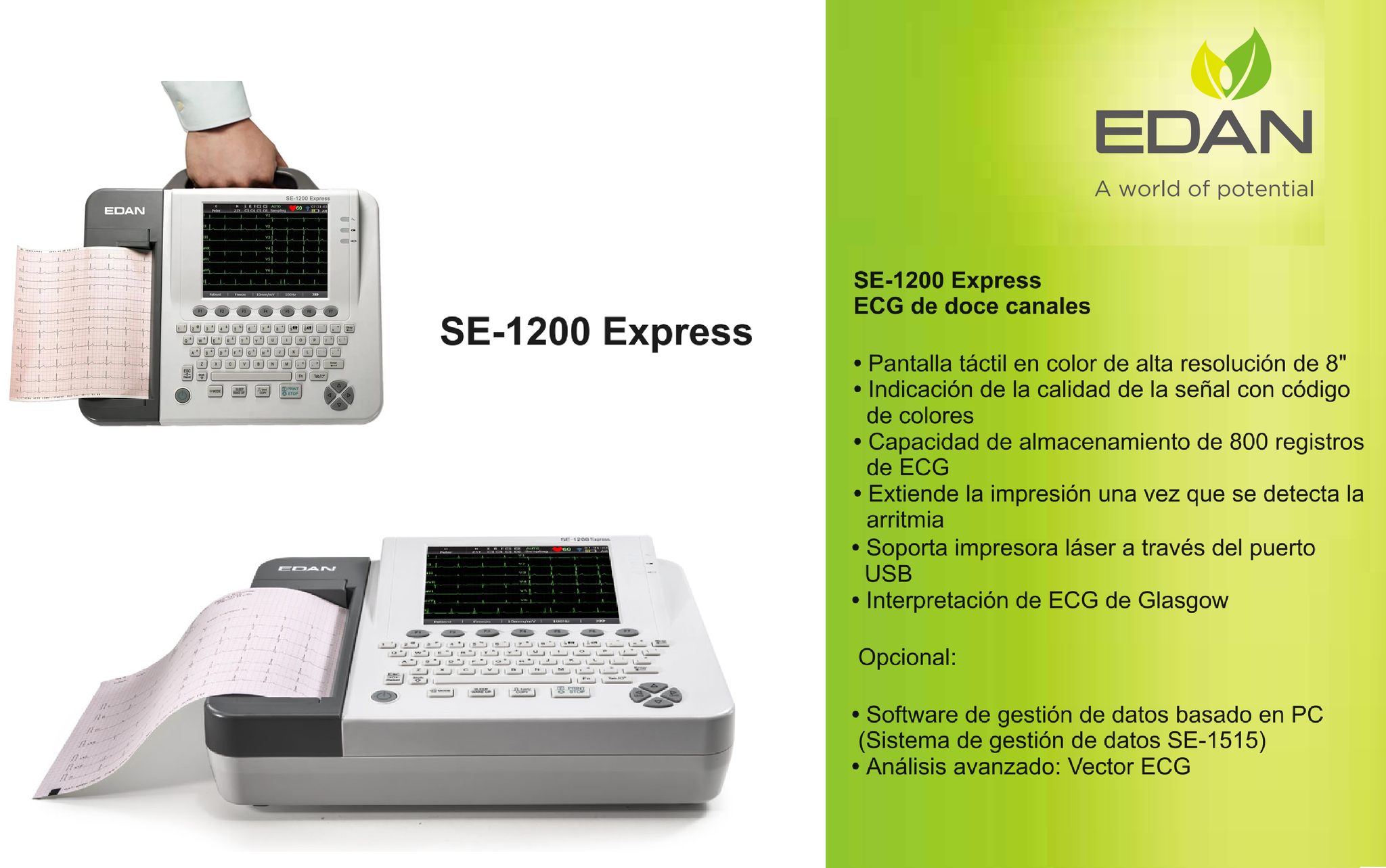 Surgimed - SE-1200 Express ECG de doce canales • Pantalla táctil en ...