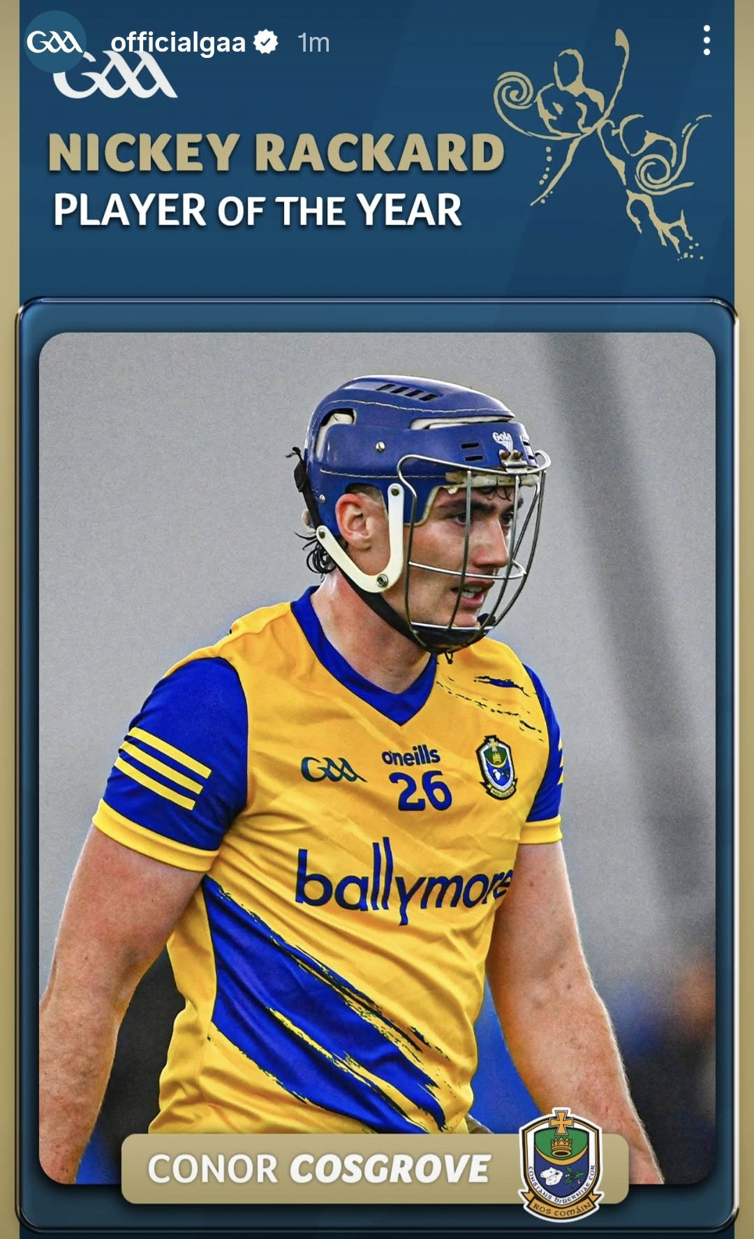 Roscommon - Congratulation's to Conor Cosgrove. 2025 Nickey Rackard ...