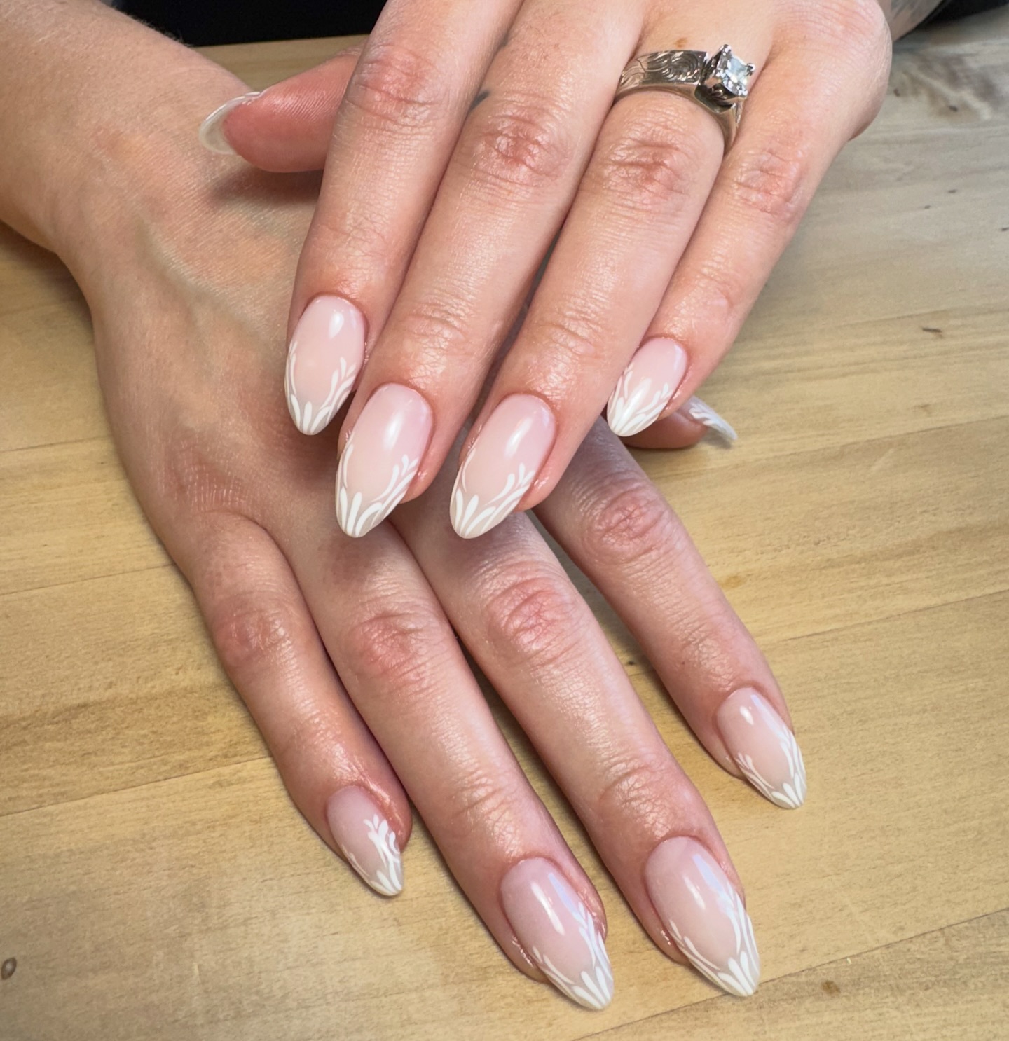 nails for ivory wedding dress Dainty and chic bridal using real pieces of lace 👰🏻‍♀️ #nails #nailart #naildesign #wedding #bride #bridetobe #inspo Collection VII-AU