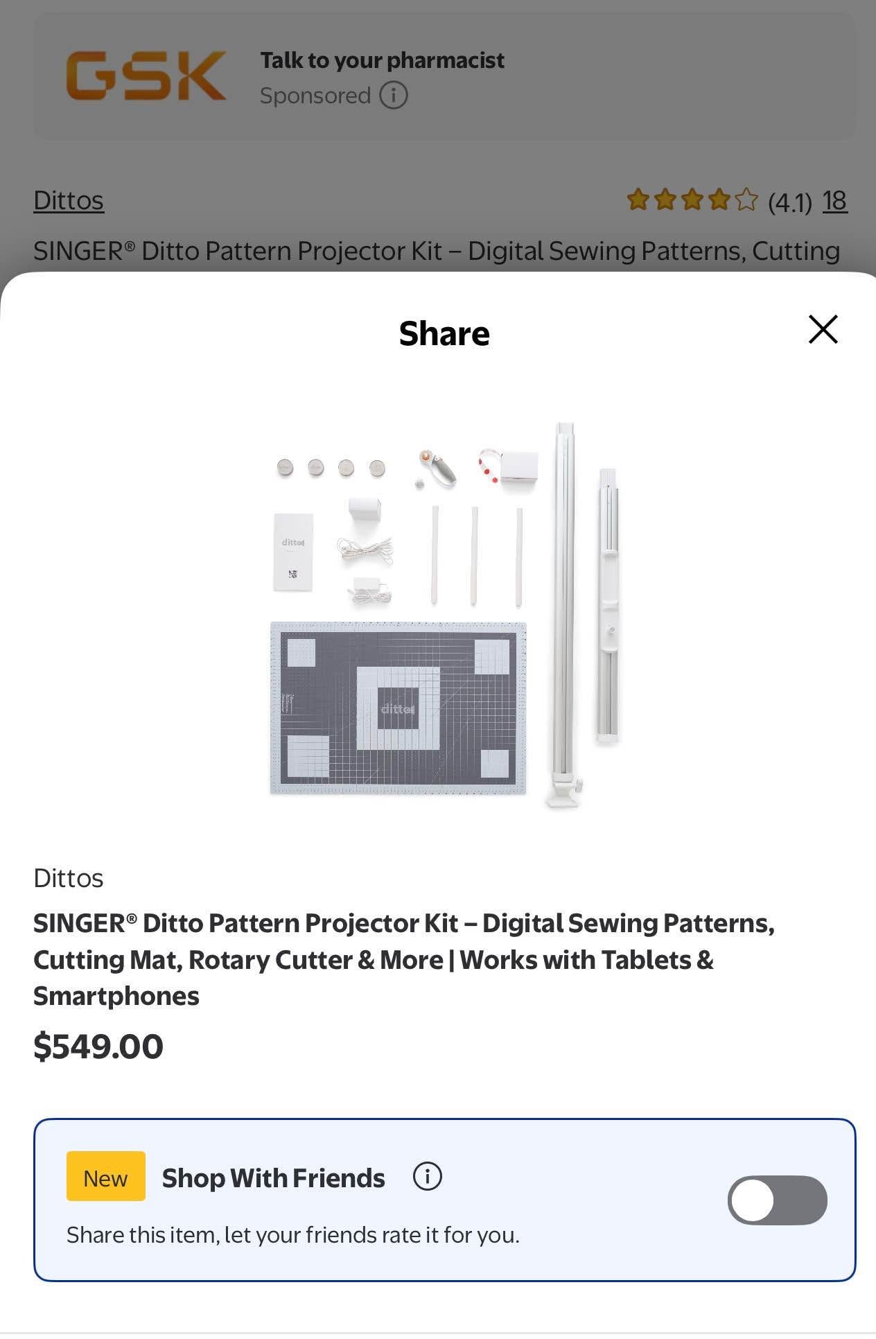 Singer Ditto Paperless Pattern Projector Sewing Designer Tool - New in ...