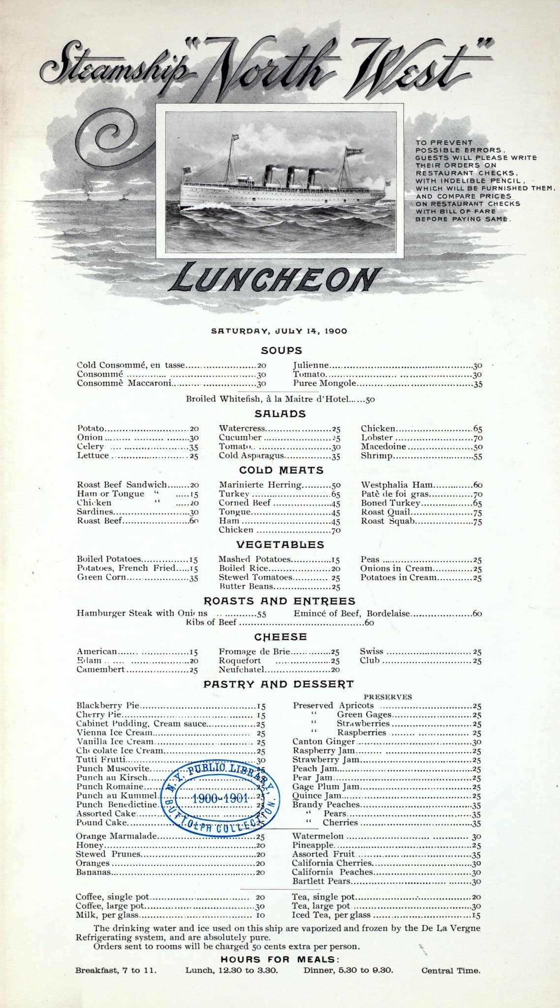 Menu from S.S. Lurline. 1956. Zoom in to see everything. From the
