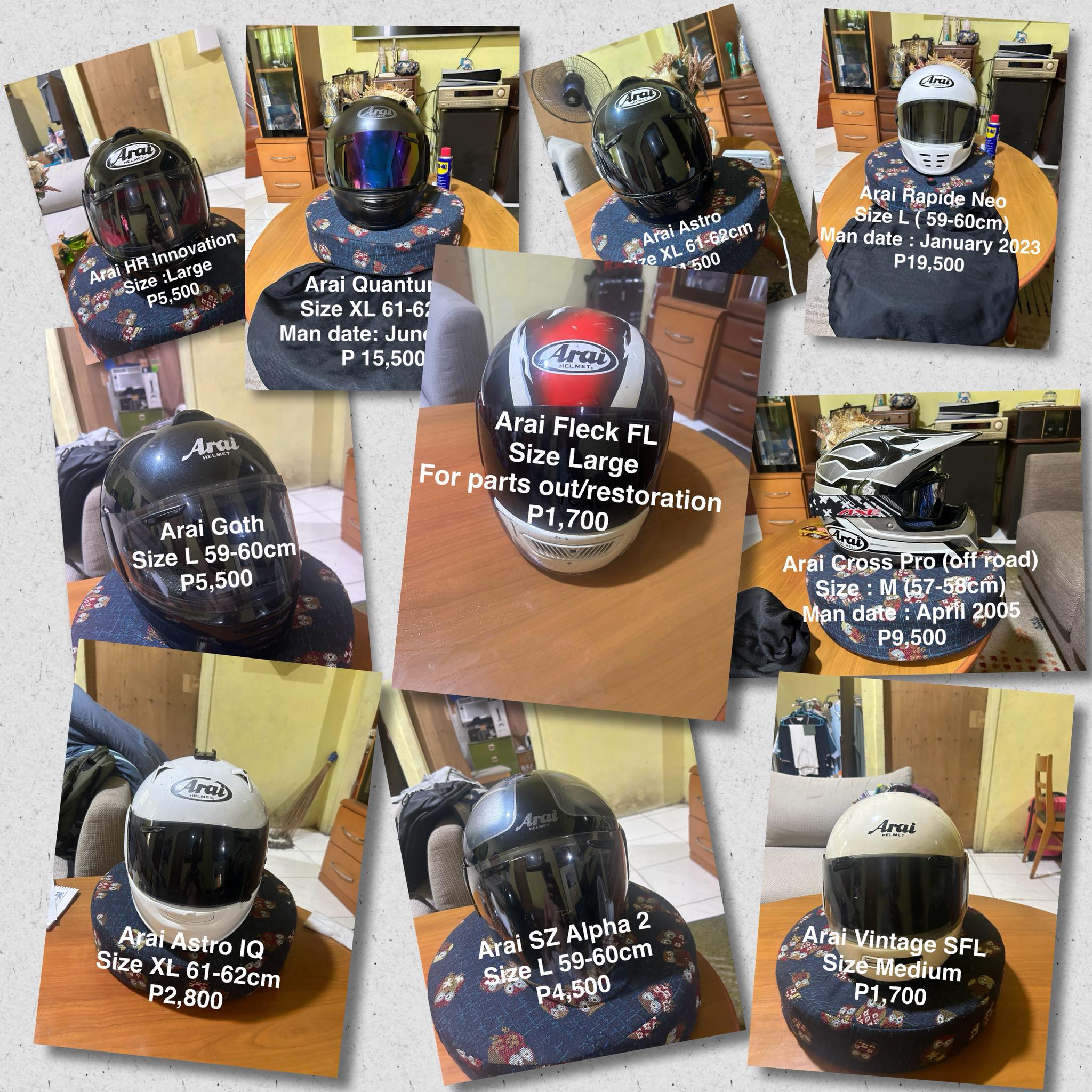 Original Arai Full Face Helmet for Sale - Size XL