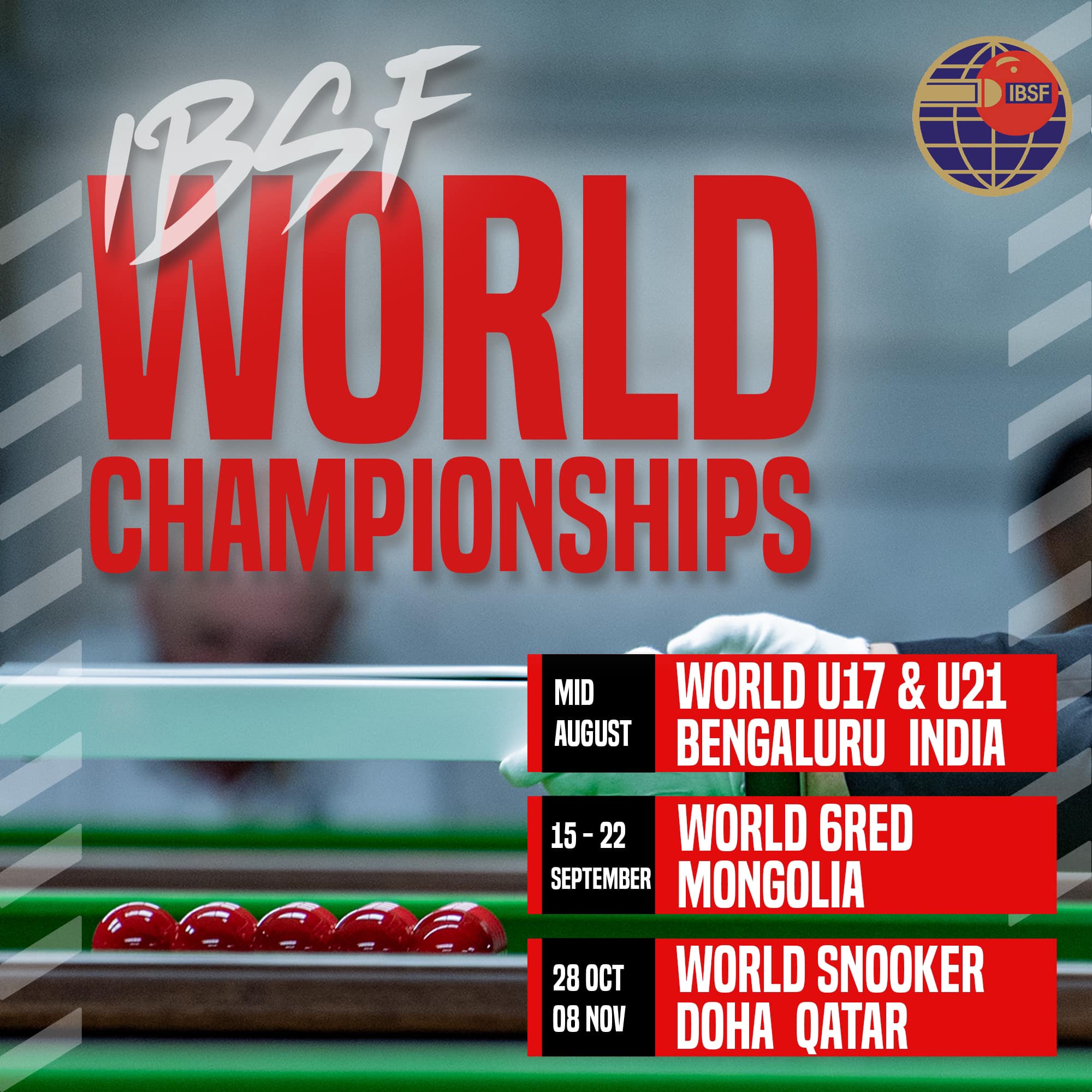 Calendar of... - International Billiards & Snooker Federation | Facebook