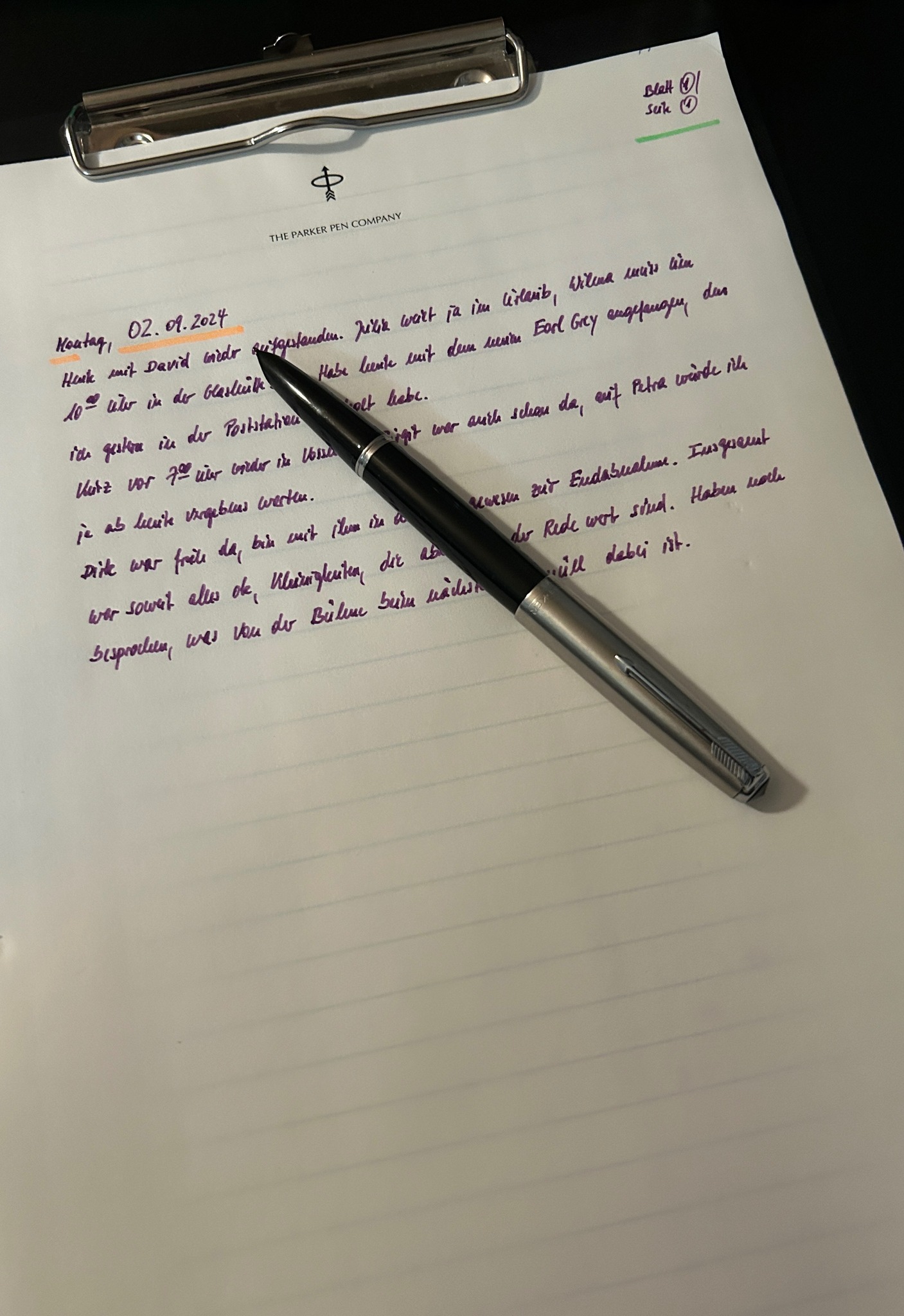 Writing sample. Pen: Parker 51 Ink: Diamine Majestic Blue Paper 