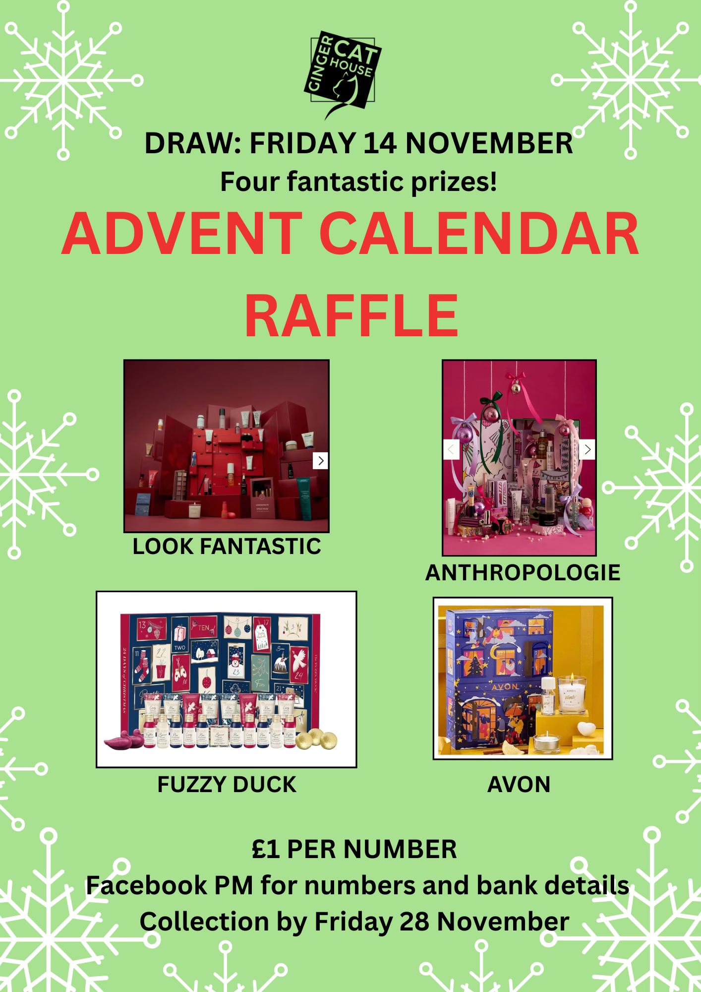 Our fabulous Advent Calendar Raffle starts today! Raffle numbers are £1 ...