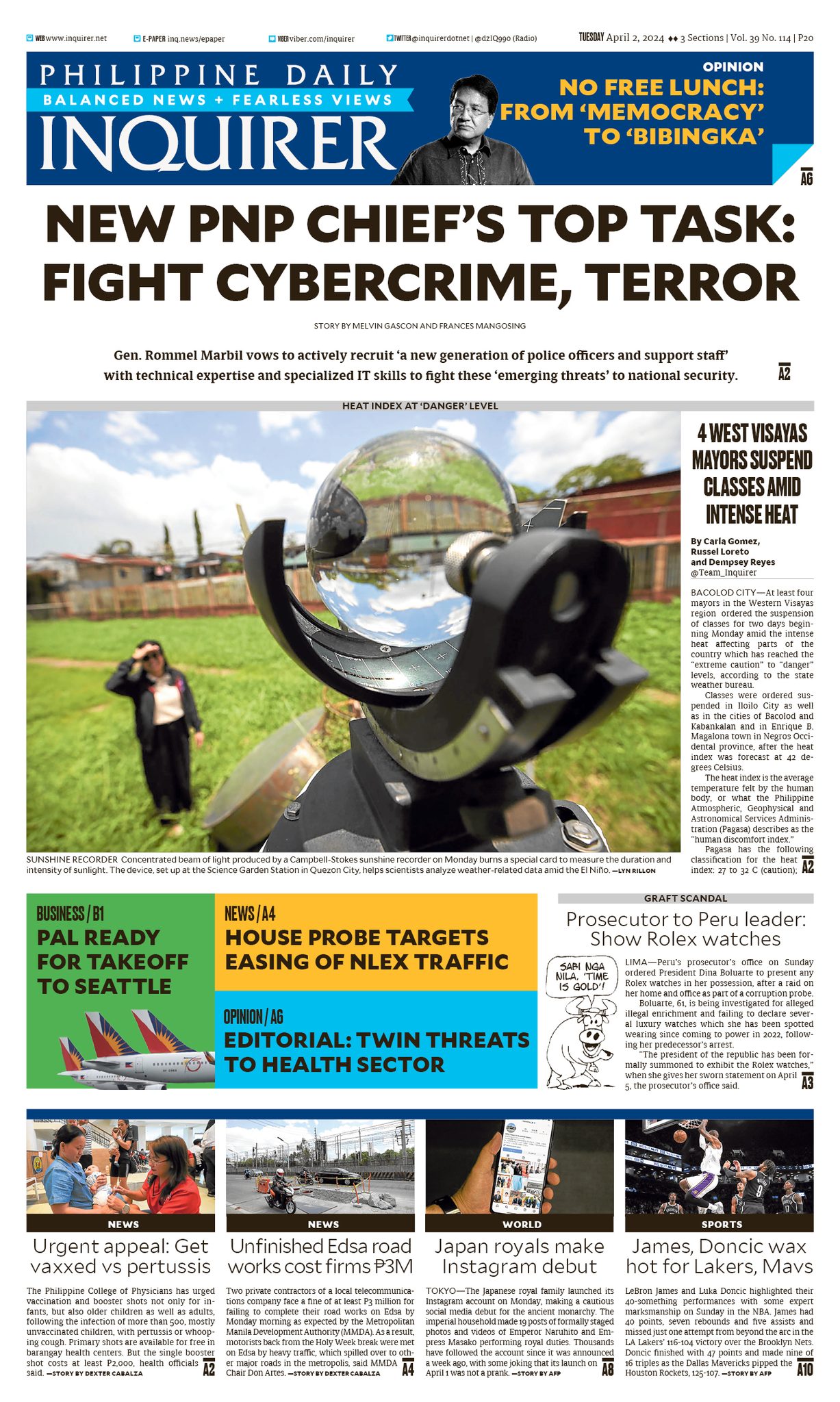 INQUIRER.net - Today's Inquirer front page (April 2,...