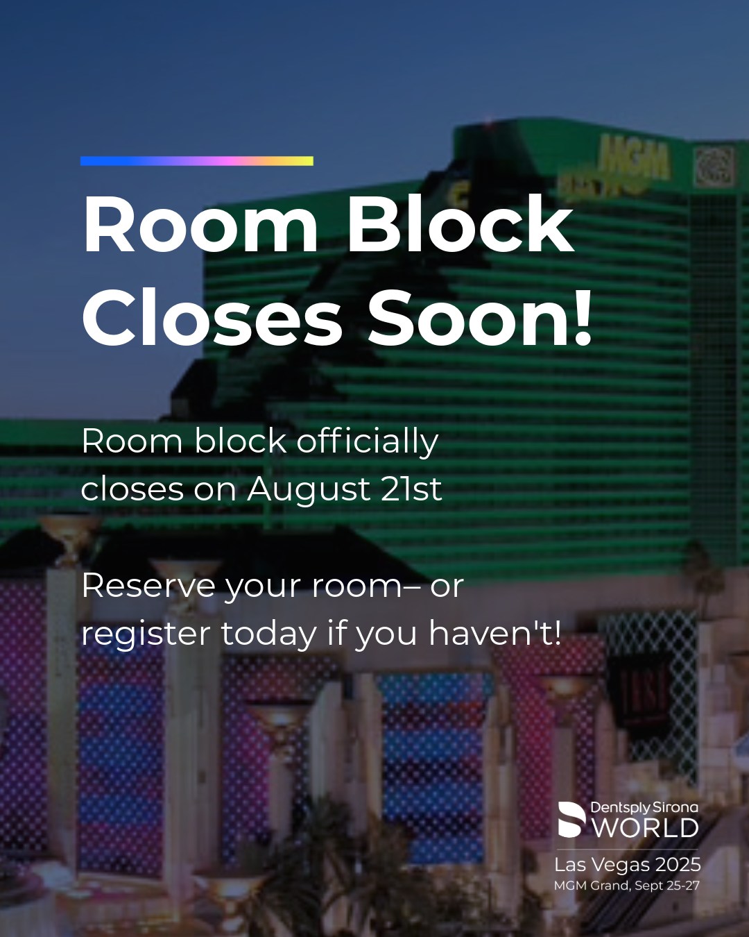 Dentsply Sirona - 🚨 Last chance! 🚨 The DS World 2025 hotel... | Facebook