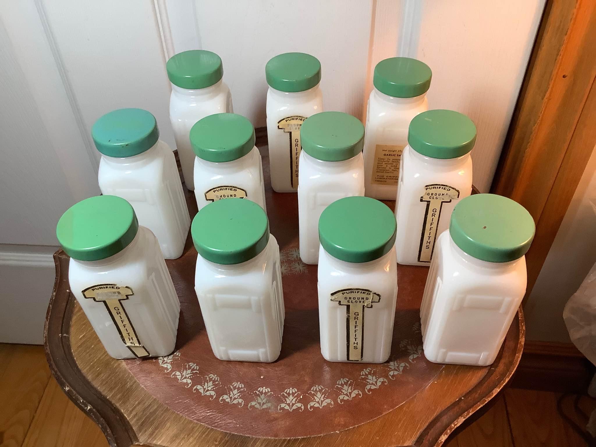 Griffith's milk glass spice jars were covetable in the 1930s to