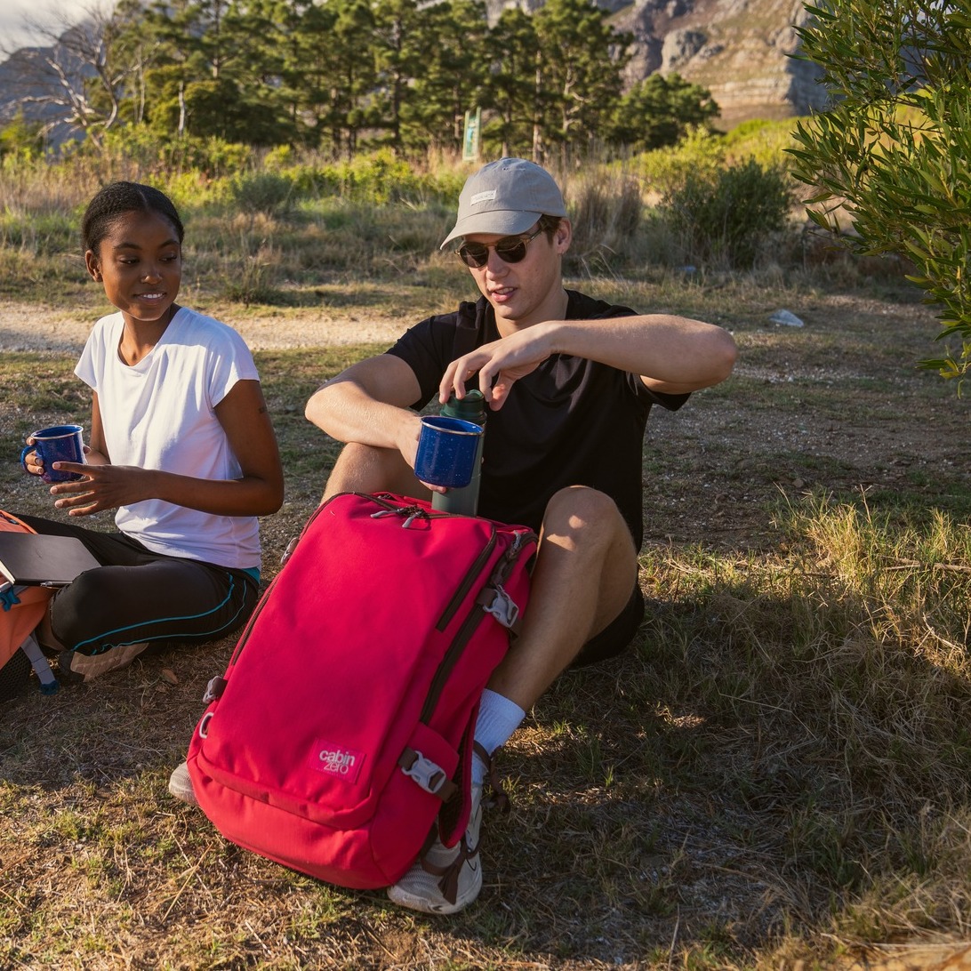 CabinZero - Moments before the journey begins, with the vibrant