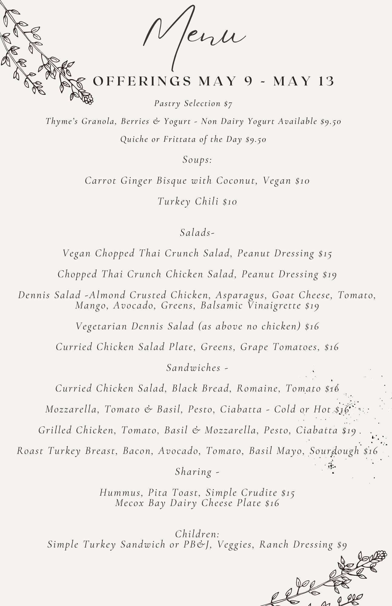The Thyme - Here is our Parrish Art Museum Cafe Menu for the upcoming ...