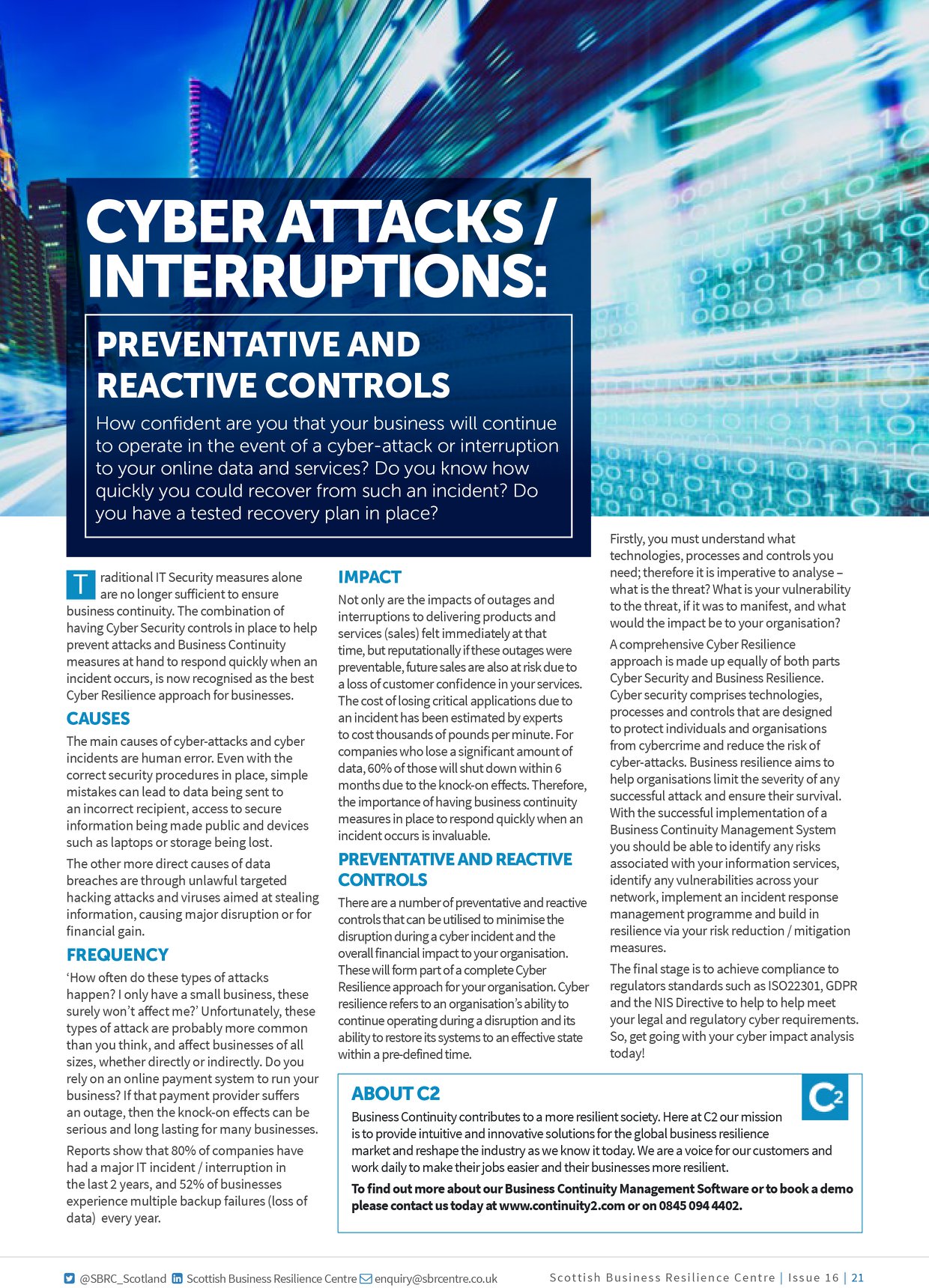 Continuity2 - Our article 'Cyber Attacks / Interruptions:...