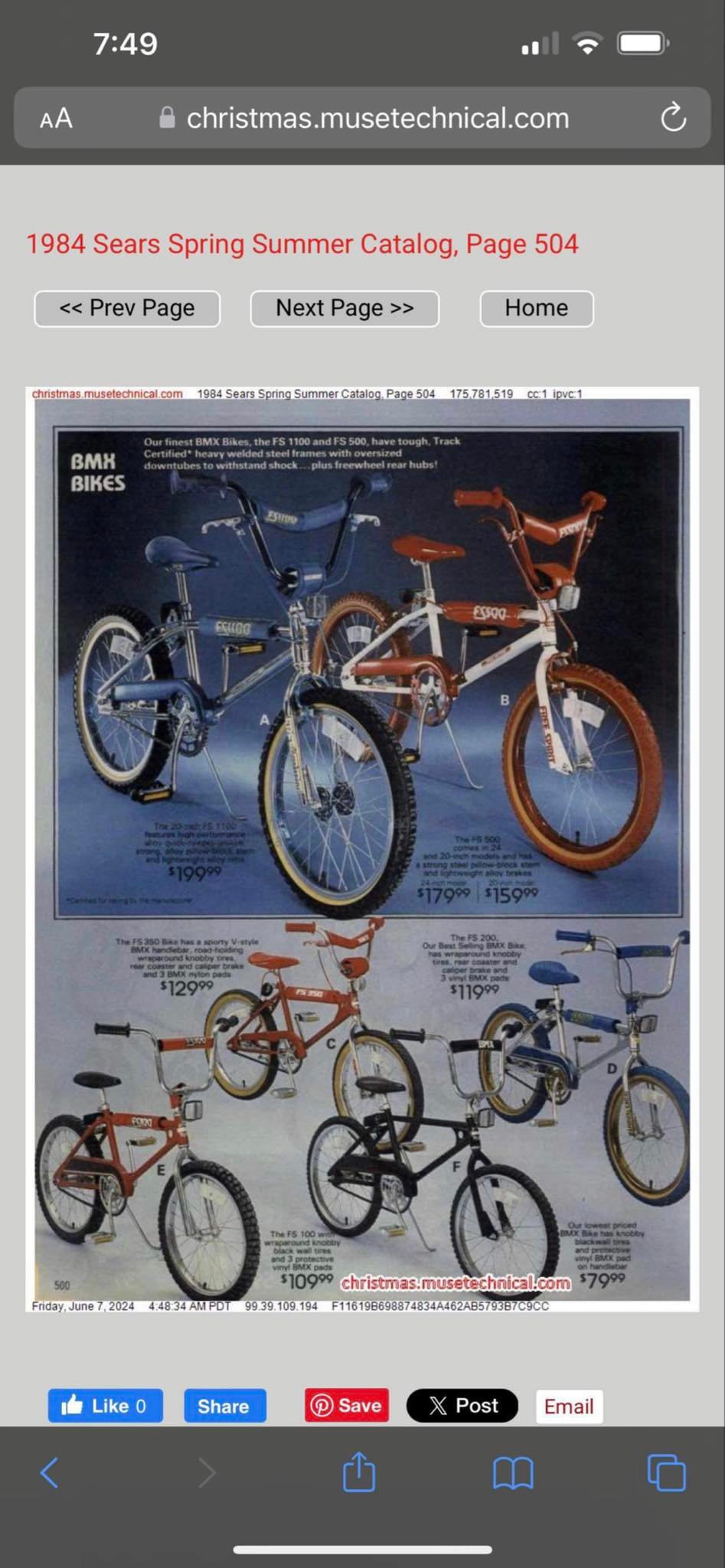 1984 Sears Roebuck Free Spirit FS1100 BMX bike