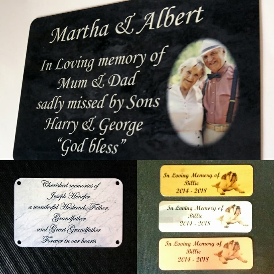 Wozzart - A few examples of our memorial tribute plaques...