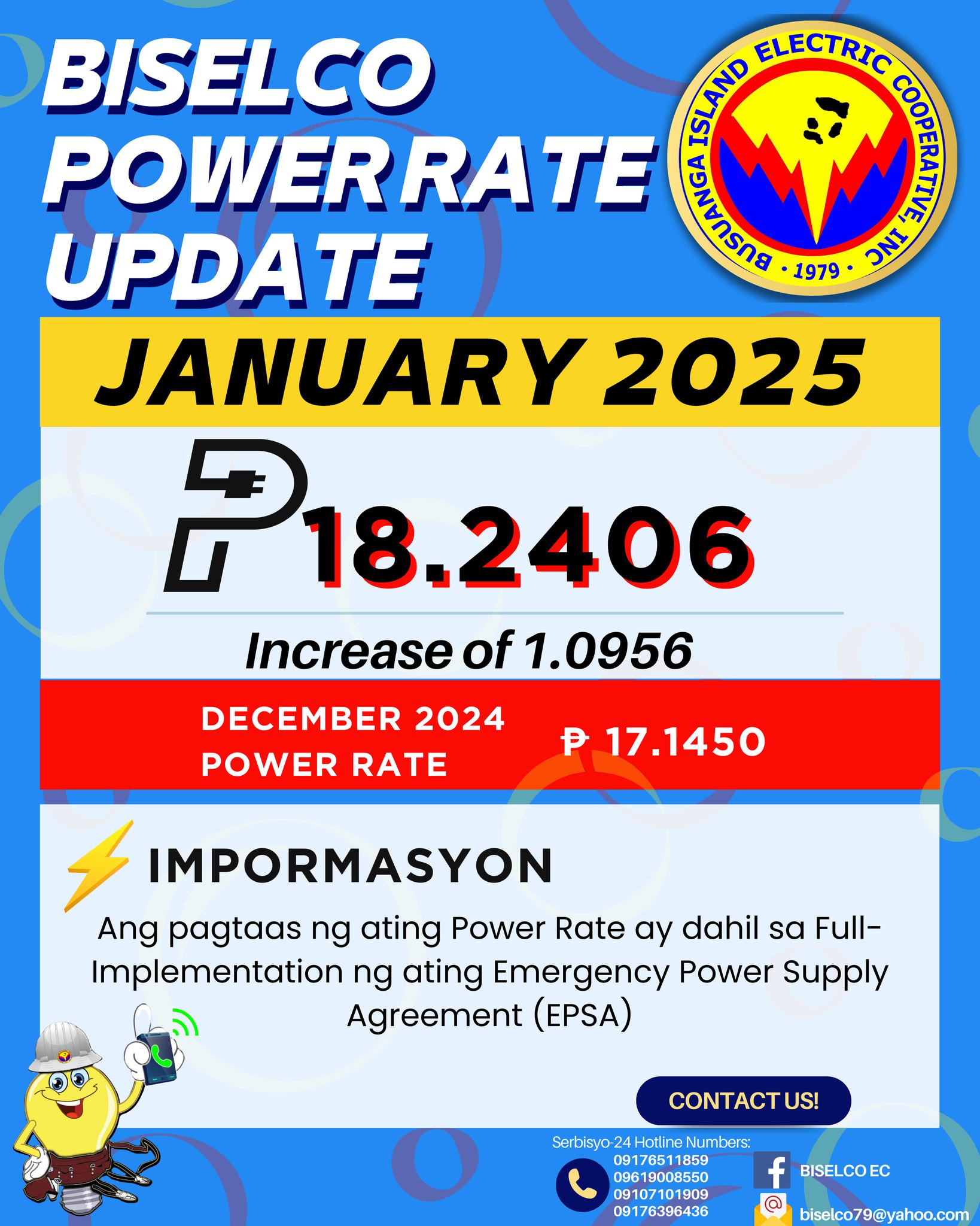 Biselco EC - 𝐏𝐎𝐖𝐄𝐑 𝐑𝐀𝐓𝐄 𝐔𝐏𝐃𝐀𝐓𝐄! 𝑱𝒂𝒏𝒖𝒂𝒓𝒚 2025 Mahalagang... | Facebook