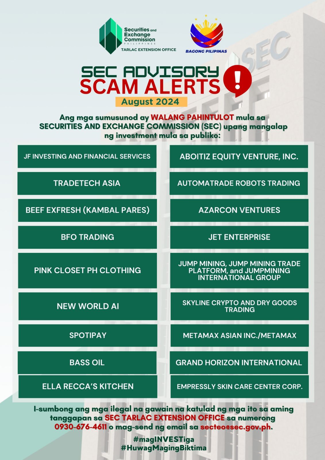 DTI - 𝐍𝐎𝐓𝐈𝐂𝐄 𝐓𝐎 𝐓𝐇𝐄 𝐏𝐔𝐁𝐋𝐈𝐂 The Securities and Exchange Commission (SEC ...