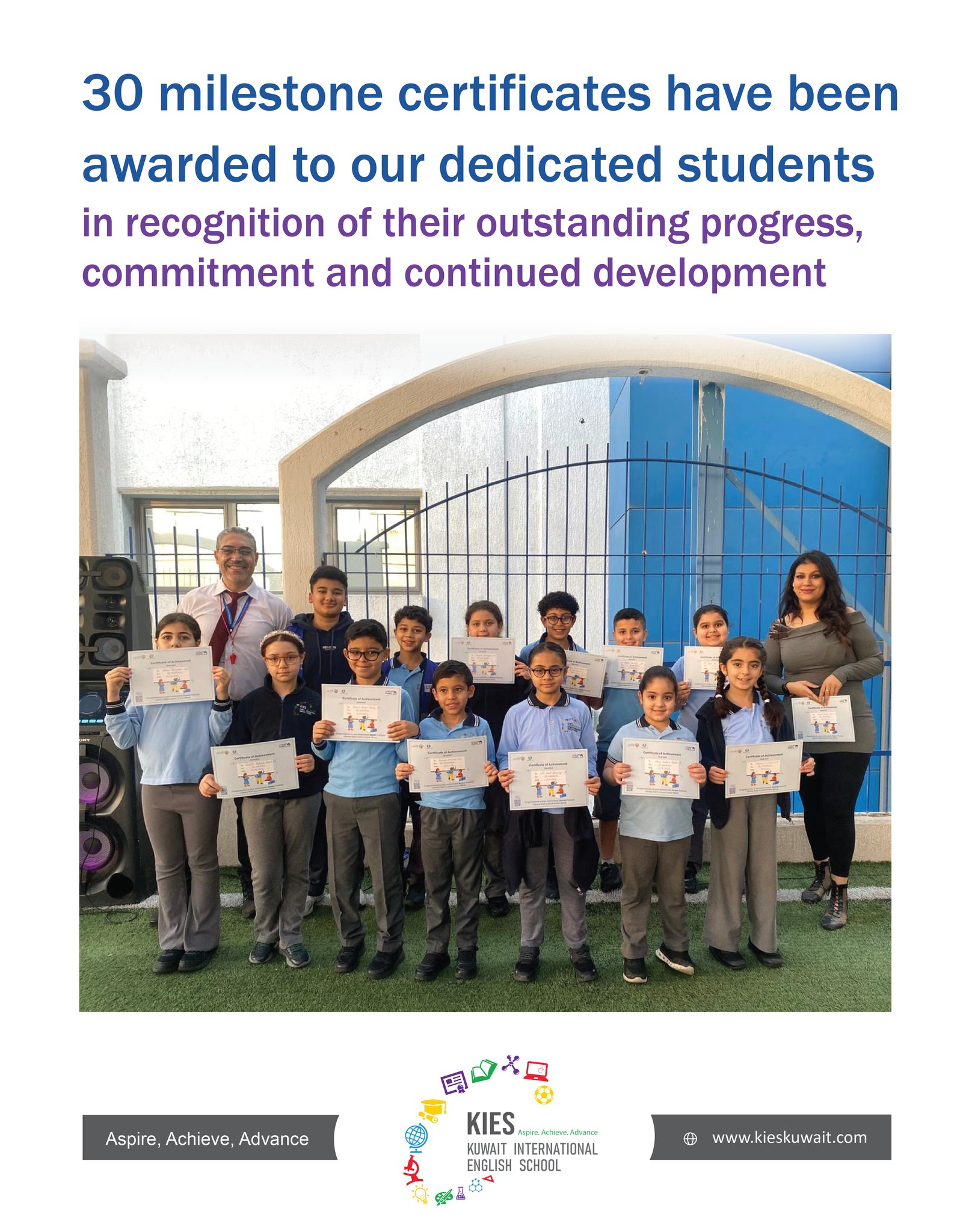 30 milestone certificates have been awarded to our dedicated students ...