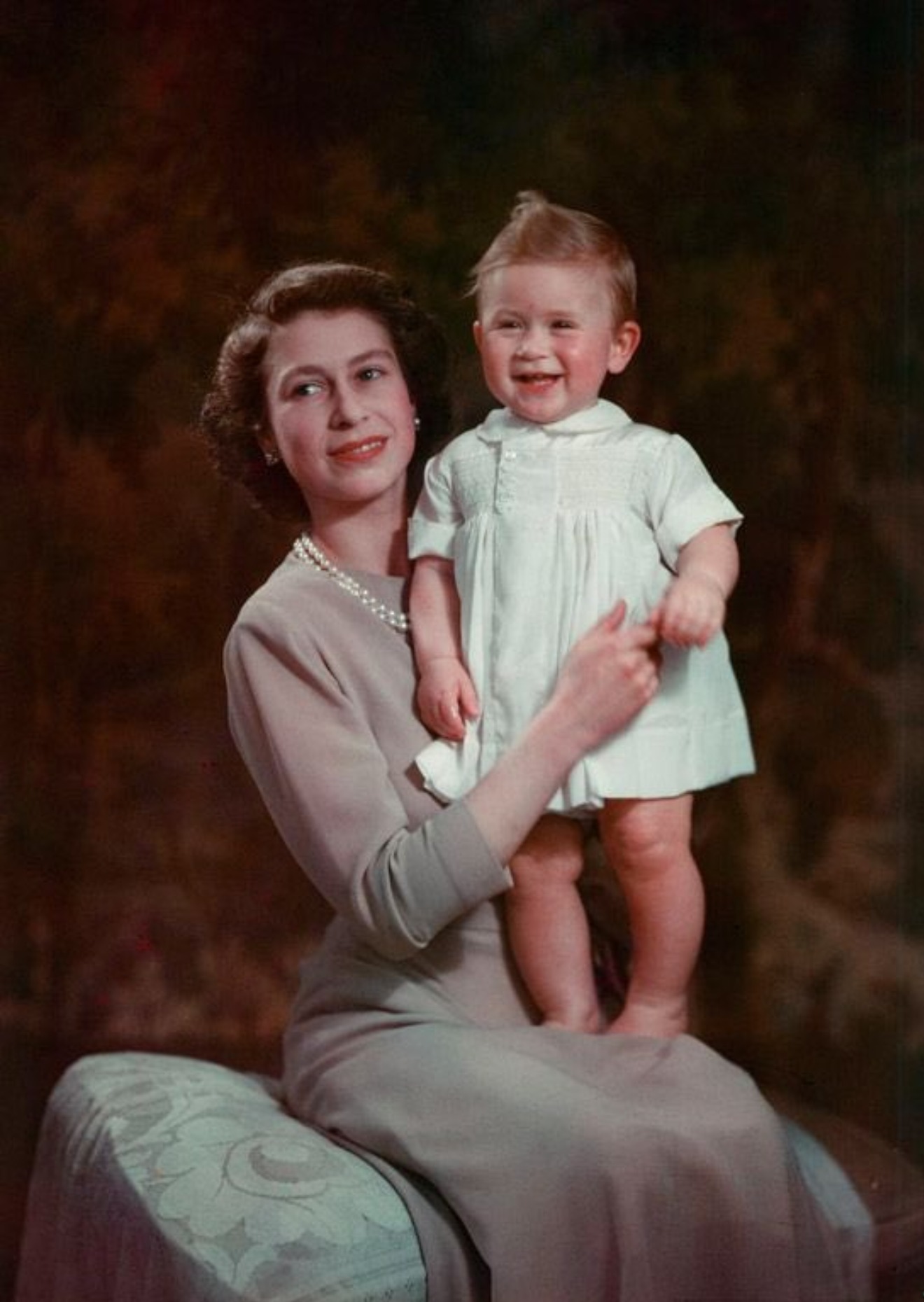 Queen Elizabeth II and Prince Charles in 1949