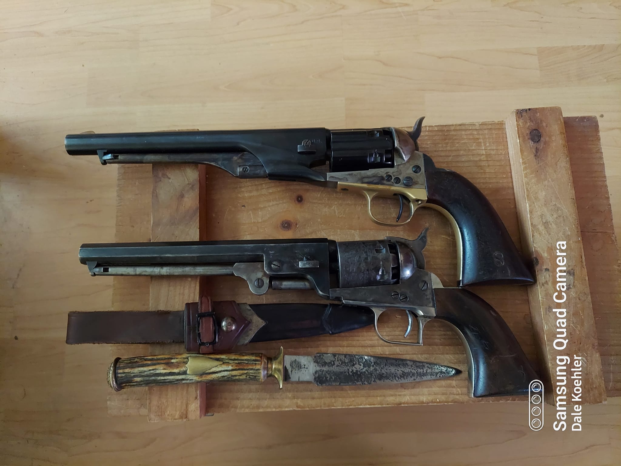 1860 army revolver with fluted cylinder and dagger