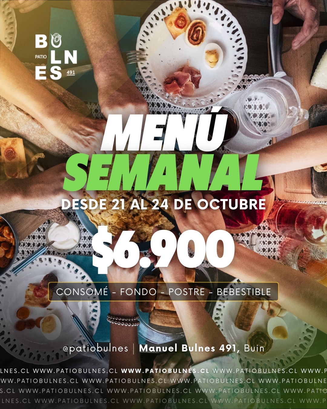 Patio - ¡Nuevo menú semanal en Patio Bulnes! Del 21 al 24 de octubre ...