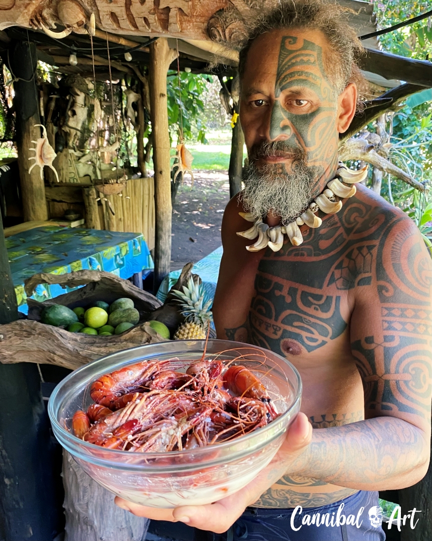 【直筆】花魁スカル タトゥーアートキャンバス、木製パネル Cannibal Art - The - Cannibal Art - The Marquesas Islands