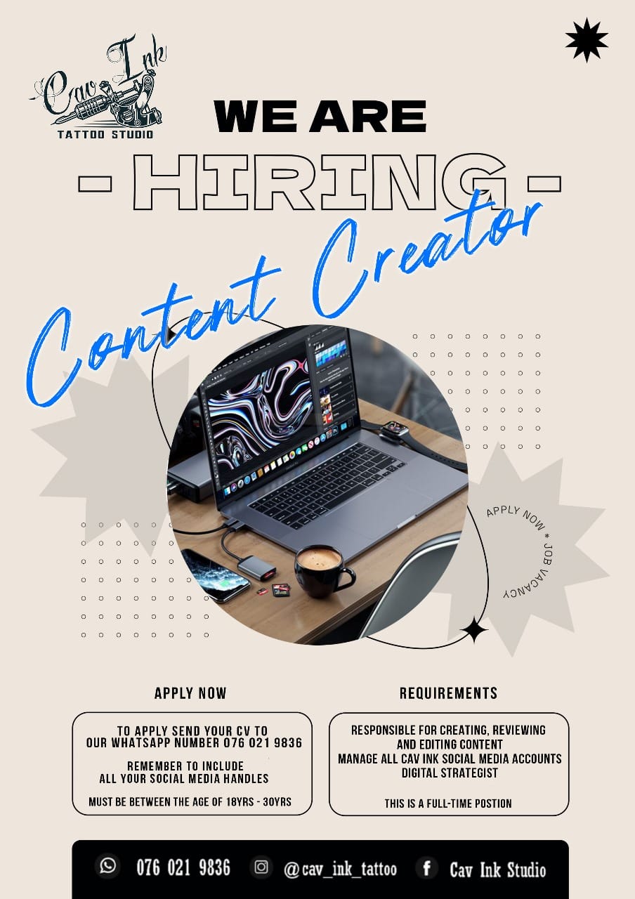 Cav Ink Studio - 🚨🚨🚨🚨🚨🚨 we are hiring guys please share...... | Facebook