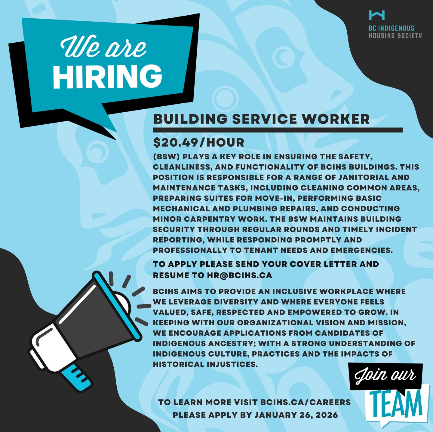BC - We’re Hiring: Building Service Worker BC Indigenous Housing ...