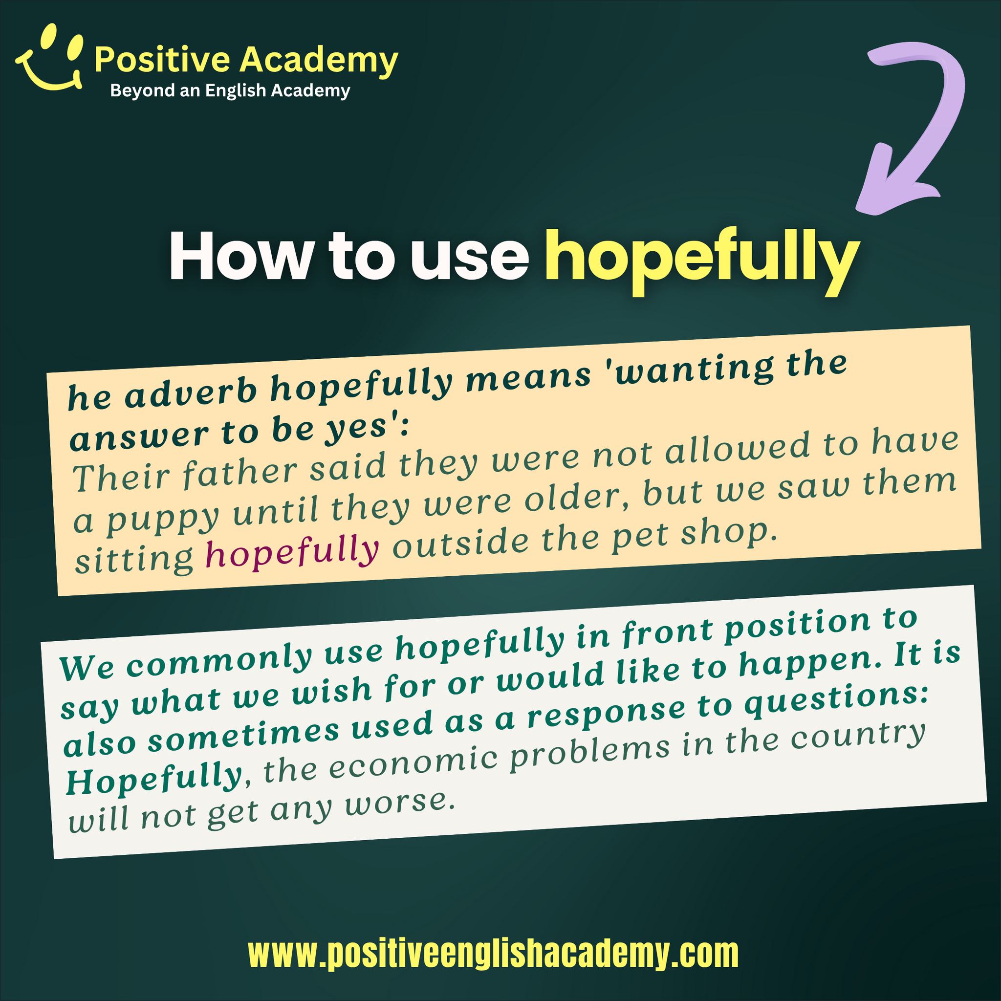 Positive - 💛 Word Focus: hopefully Do you know how to use hopefully ...