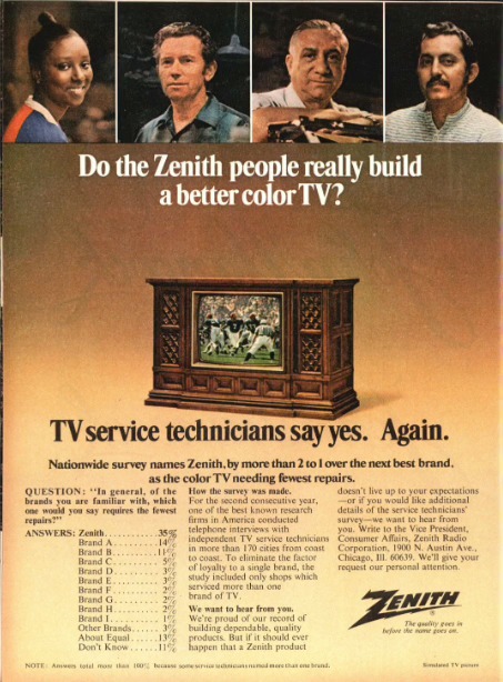 ヴィンテージ「ディレクTV ＆ シュワちゃんのポスター」 - 新品未使用 1973 Zenith ad by Jack Robinson