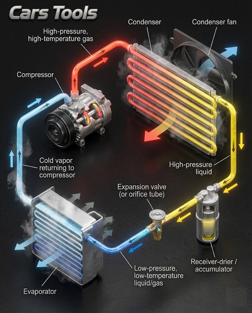 Cars - How Your Car's A/C System Works! ️🚗 The air conditioning cycle ...