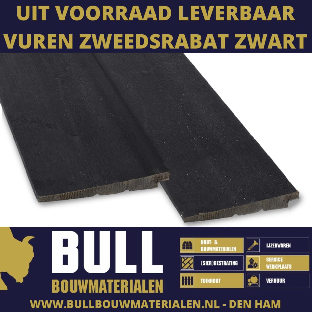 BULL - ‼️Uit voorraad leverbaar‼️ Vuren zweeds rabat zwart! Deze zweeds ...