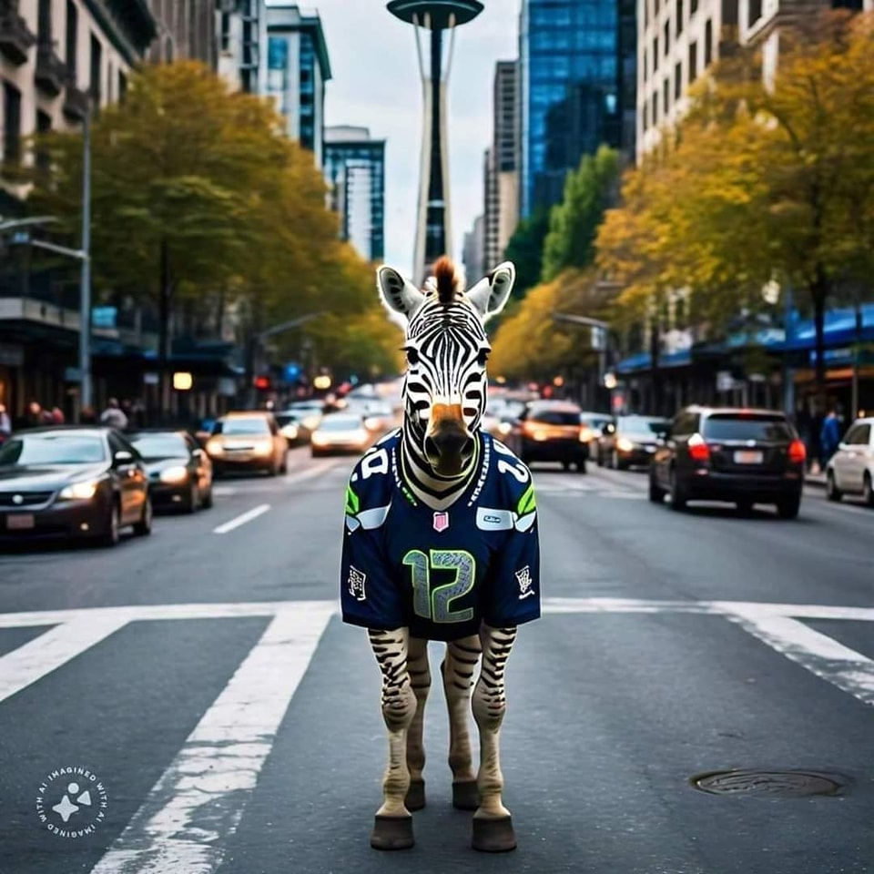Seahawks - The escaped Zebra is making his way through Seattle now. And ...