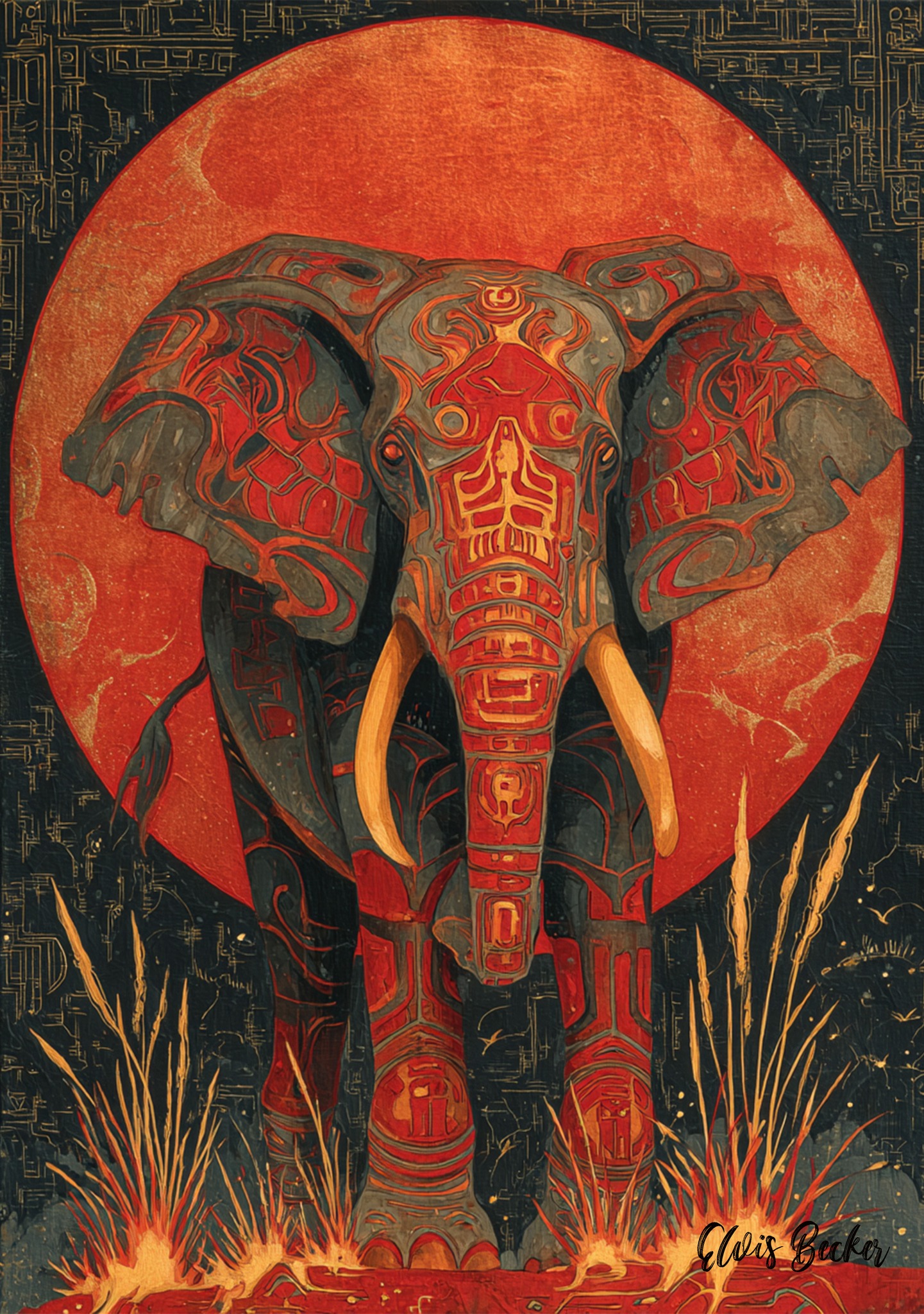 Elvis - The Keeper of the Red Sun He stands where fire meets memory, an ...
