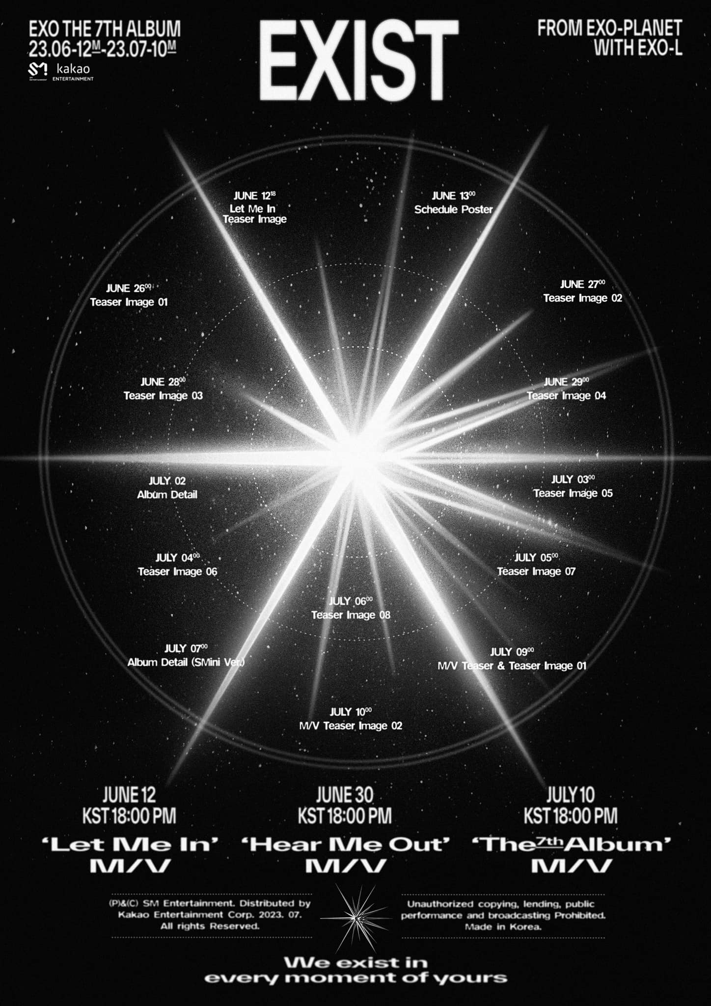 EXO - EXO 'EXIST' Schedule Poster 【EXO The 7th Album 'EXIST'】 2023.07. ...