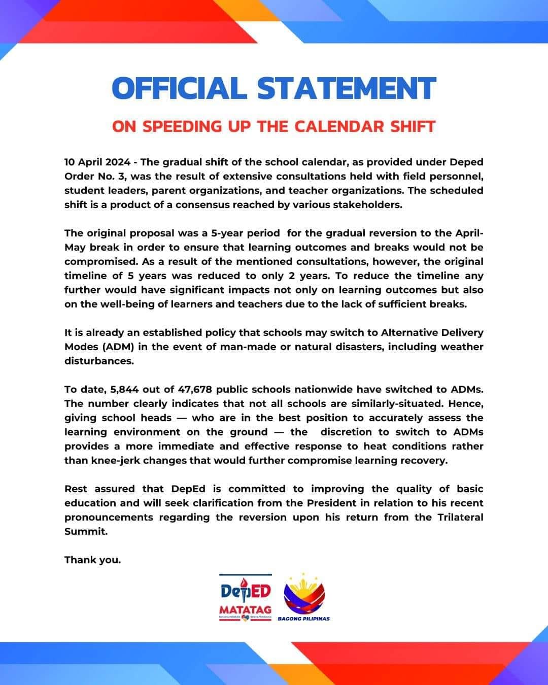 OFFICIAL STATEMENT ng DepEd... - Radyo Natin Guimba