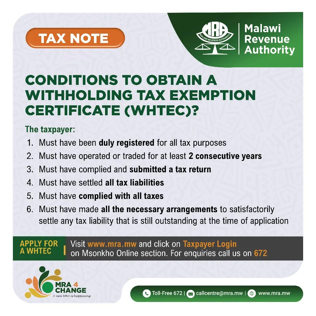 What are the conditions to... - Malawi Revenue Authority | Facebook