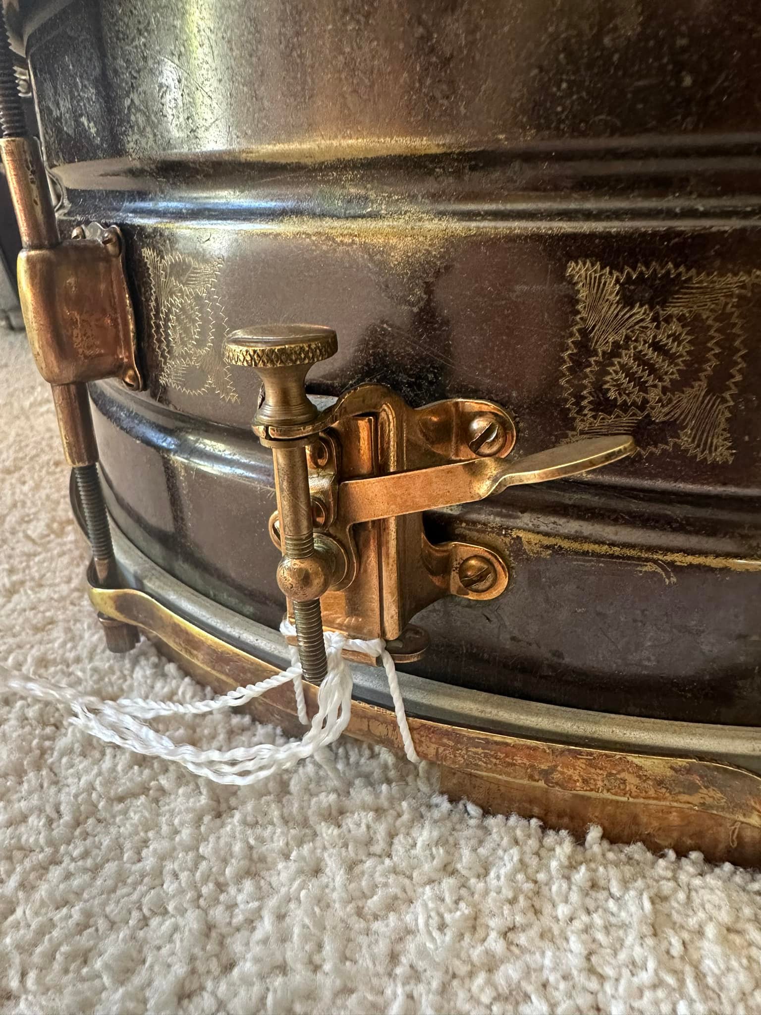 Rare 1920s Leedy Black Elite 4x14 snare drum for sale