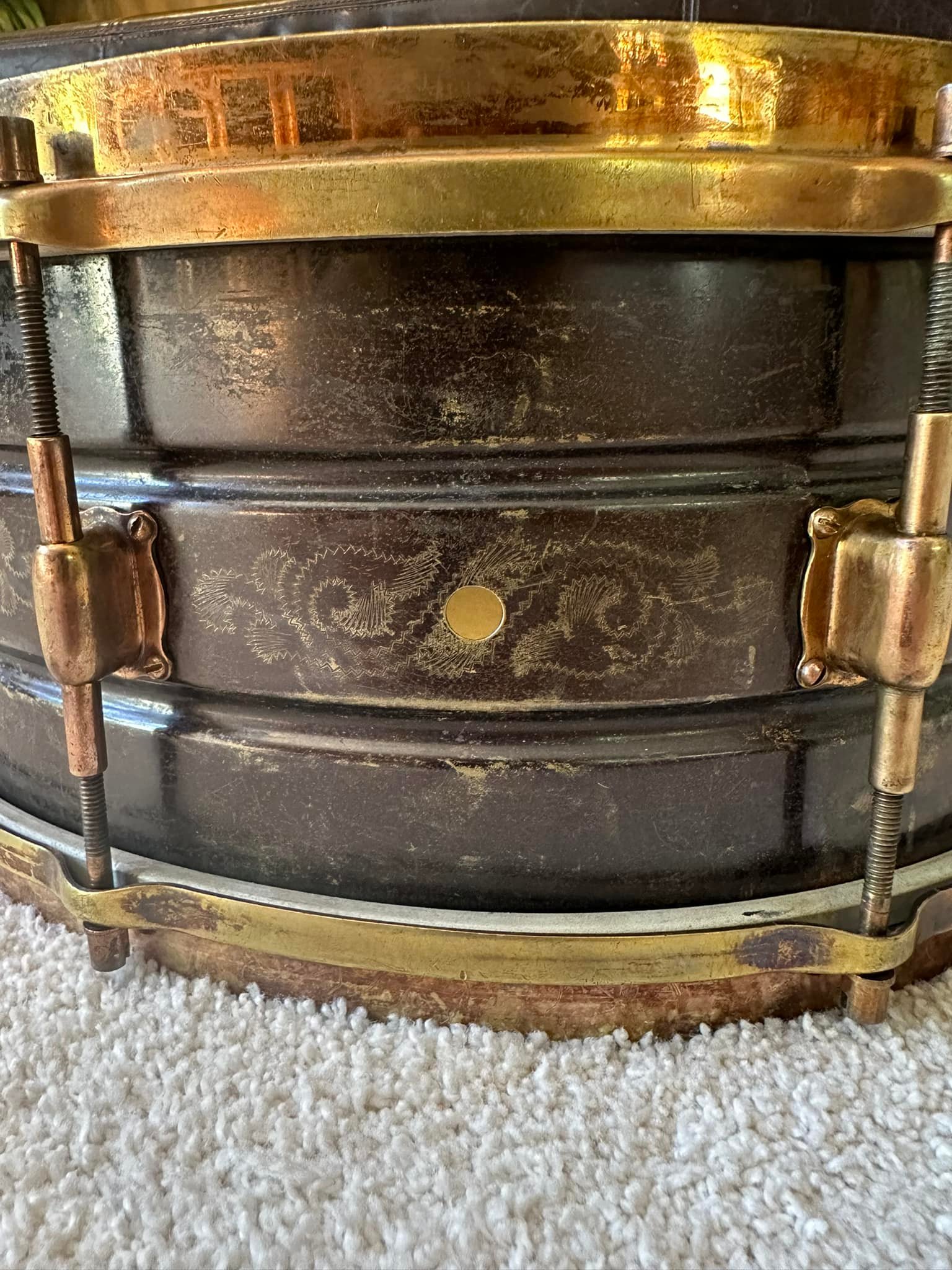 Rare 1920s Leedy Black Elite 4x14 snare drum for sale