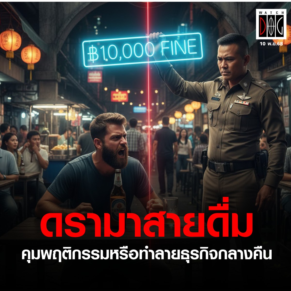 หมาเฝ้าบ้าน - “ดื่มผิดเวลา ปรับหนึ่งหมื่น”... | Facebook