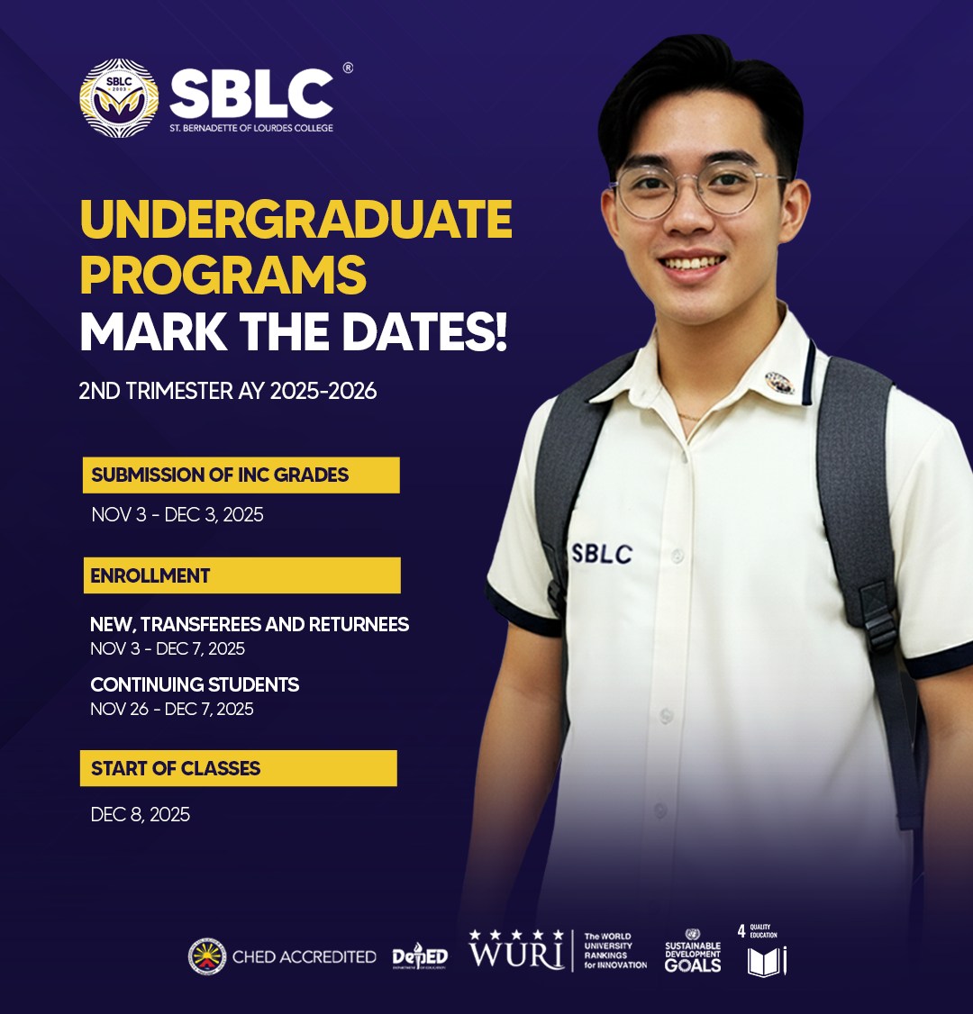SBLC - Important Dates to Remember! Undergraduate Programs... | Facebook