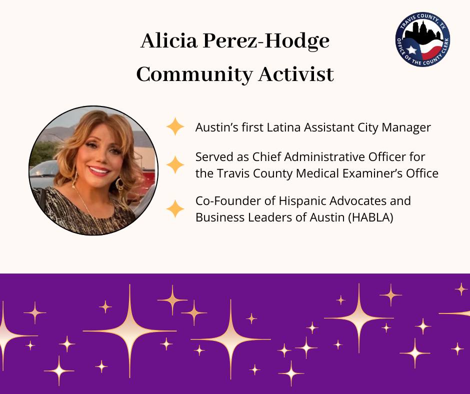 Alicia Perez-Hodge has been a... - Travis County Clerk | Facebook
