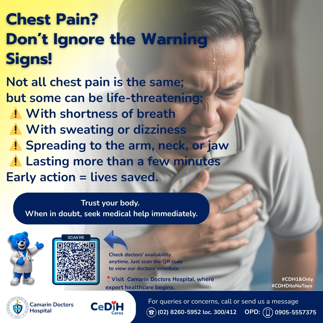 Not all chest pain is the... - Camarin Doctors Hospital | Facebook