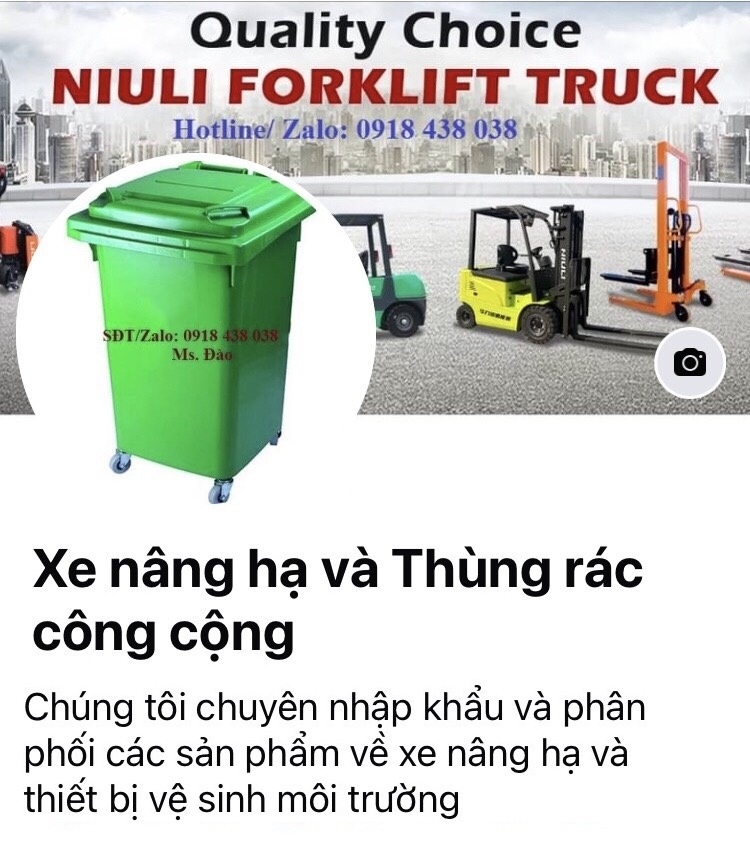 Xe nâng hạ và Thùng rác công cộng 0918.438.038