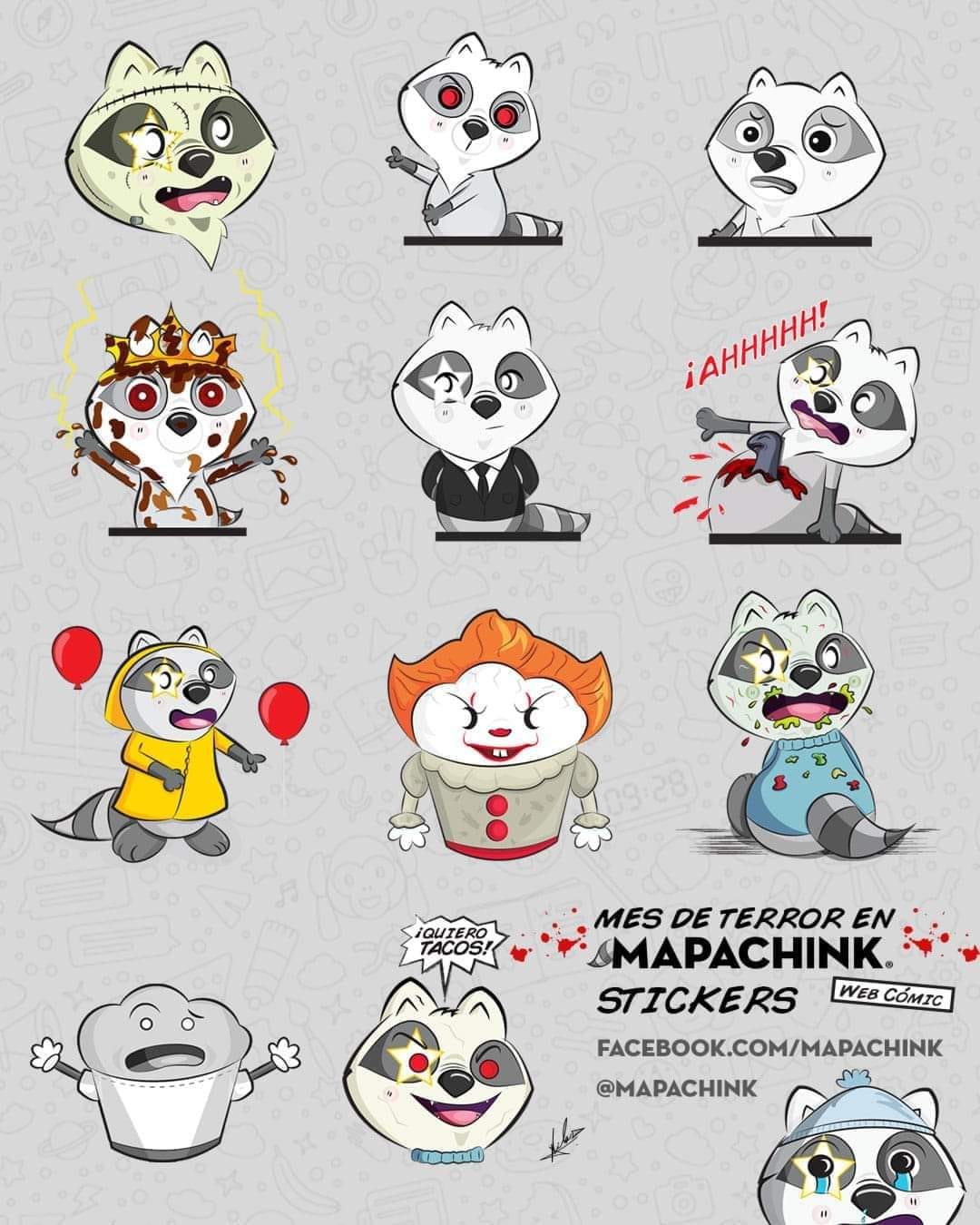 MAPACHiNK - 🦝👻🎃 Stickers para WA de #Mapachink de #Terror...