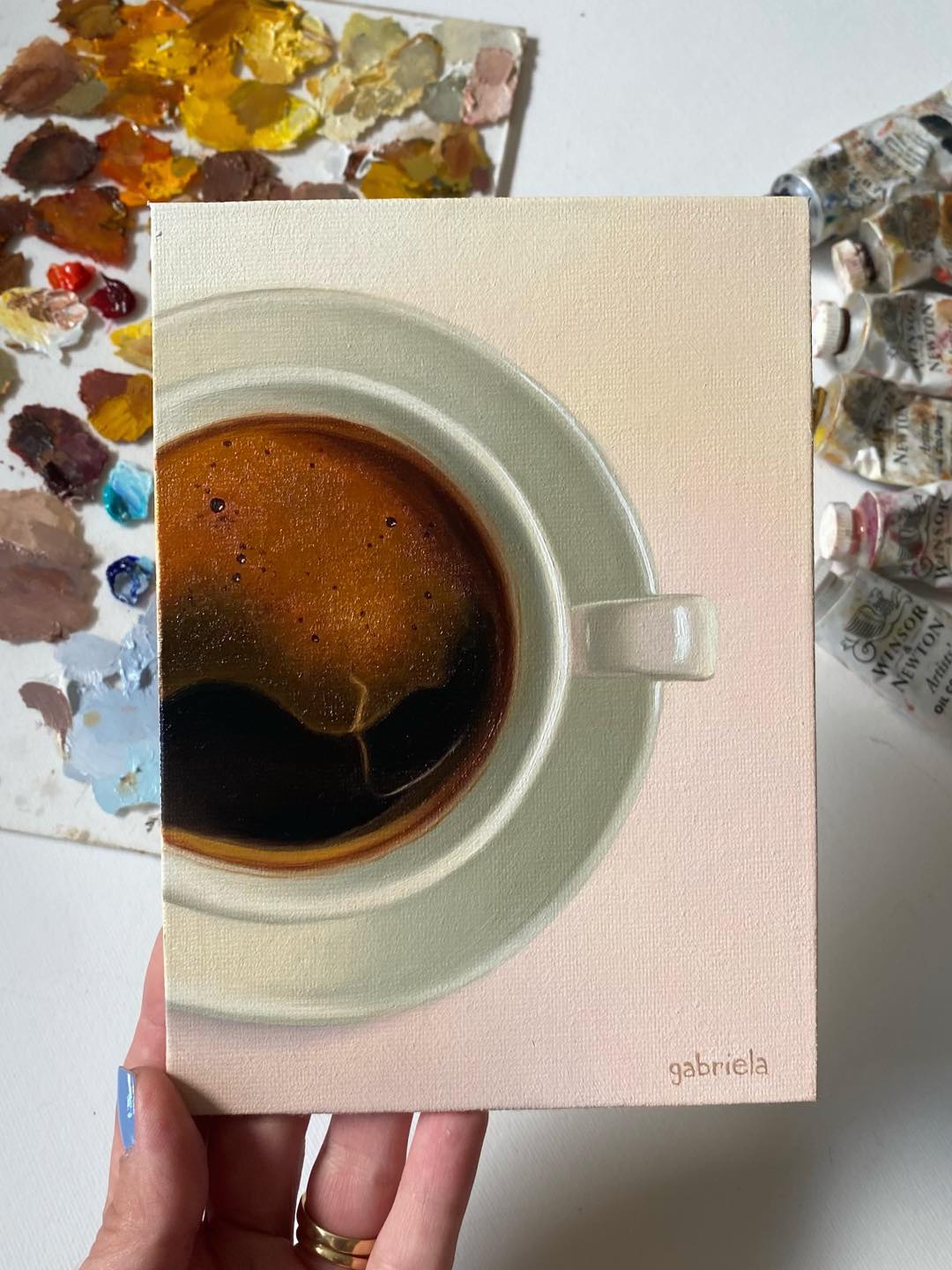 Leah Gardner's Coffee Cup oil painting