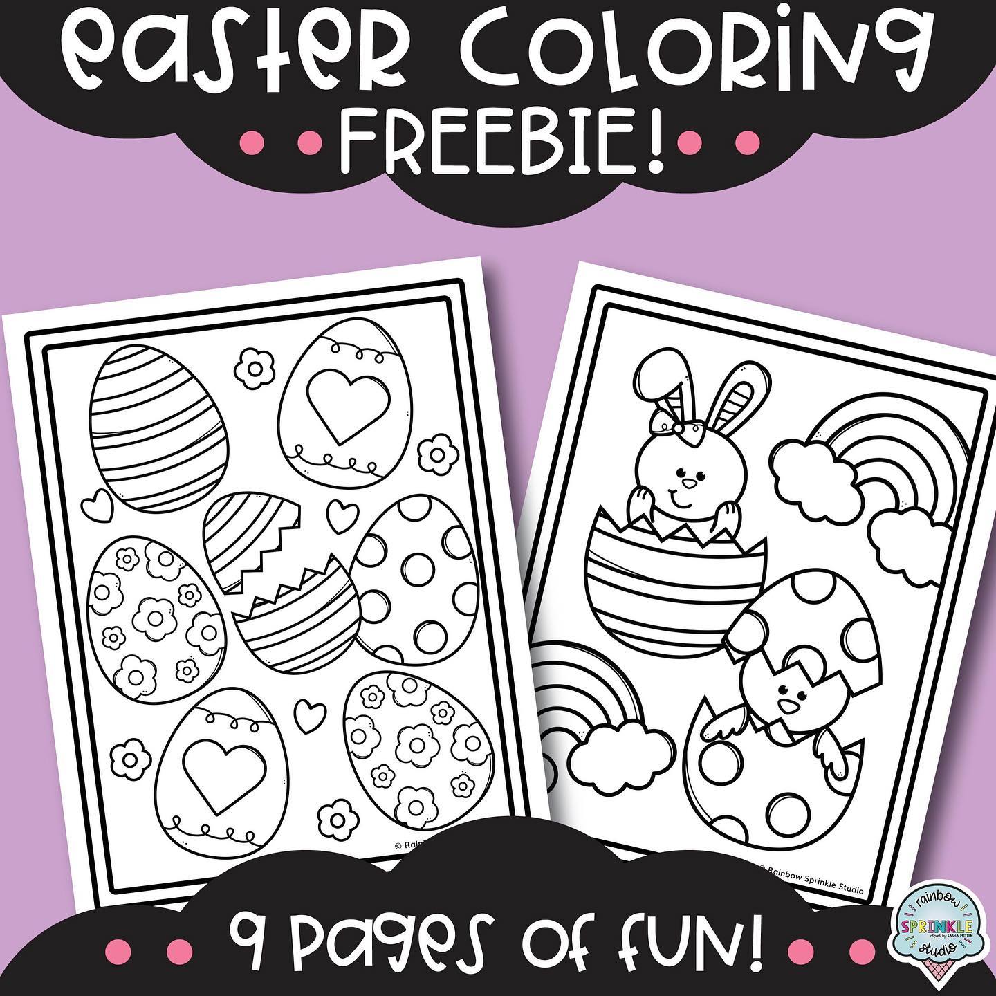 💕🐰New Easter Coloring FREEBIE!!... Rainbow Sprinkle Studio